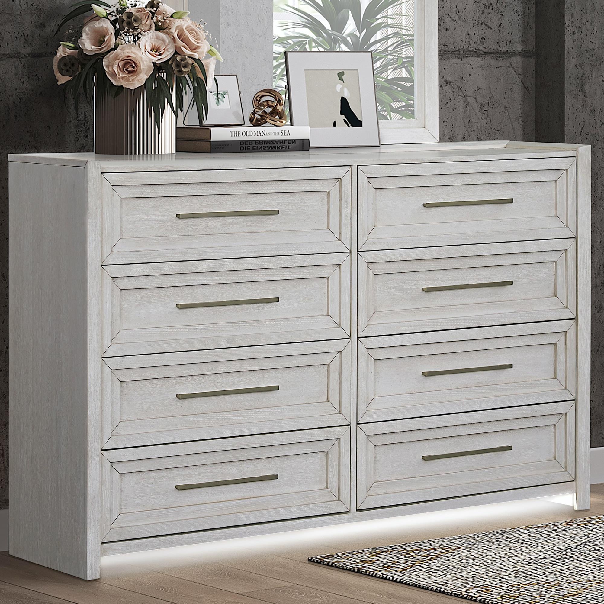 Sasha Lee Contemporary Dresser in Brushed White