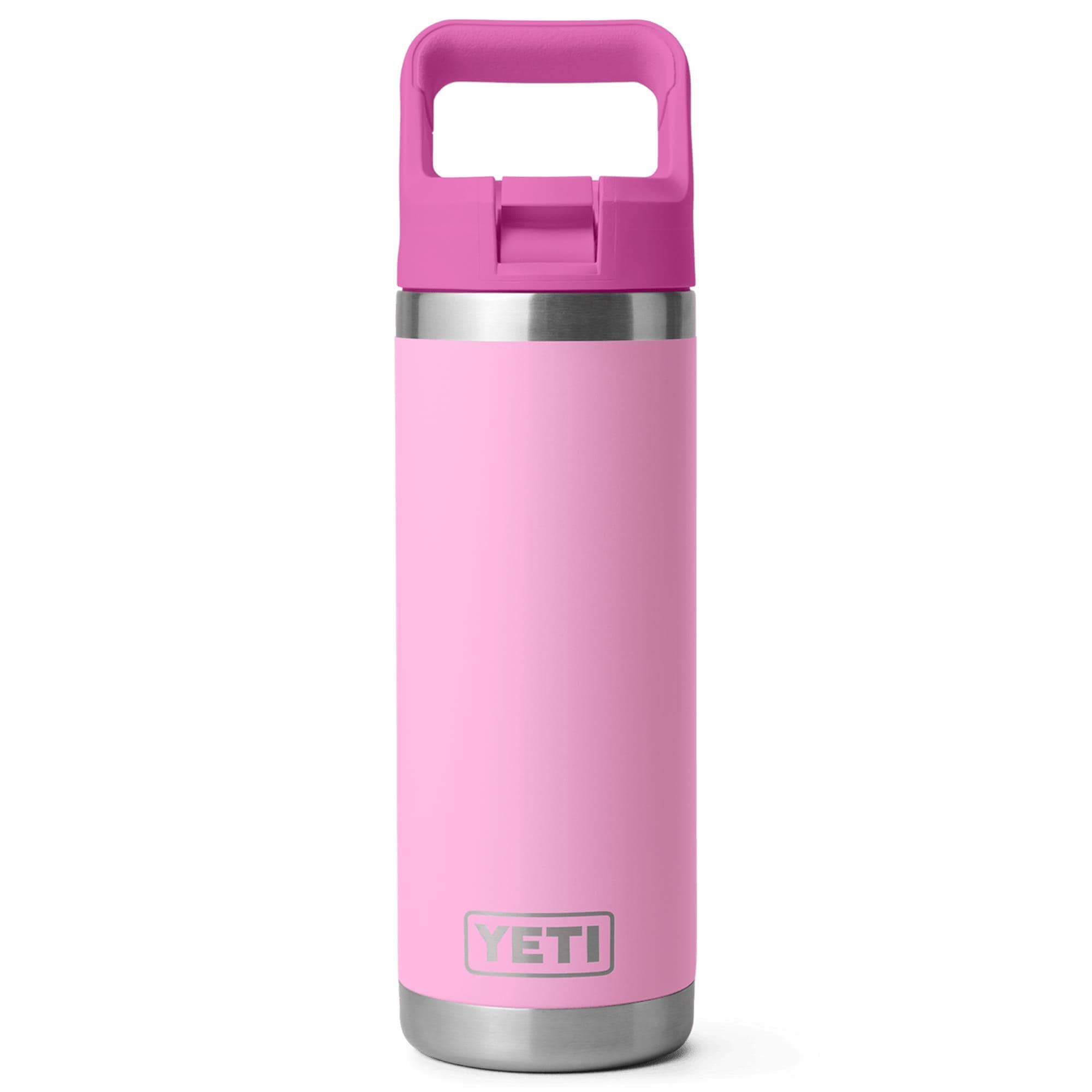 YETI Rambler 18 Oz Water Bottle with Straw Cap in Power Pink and