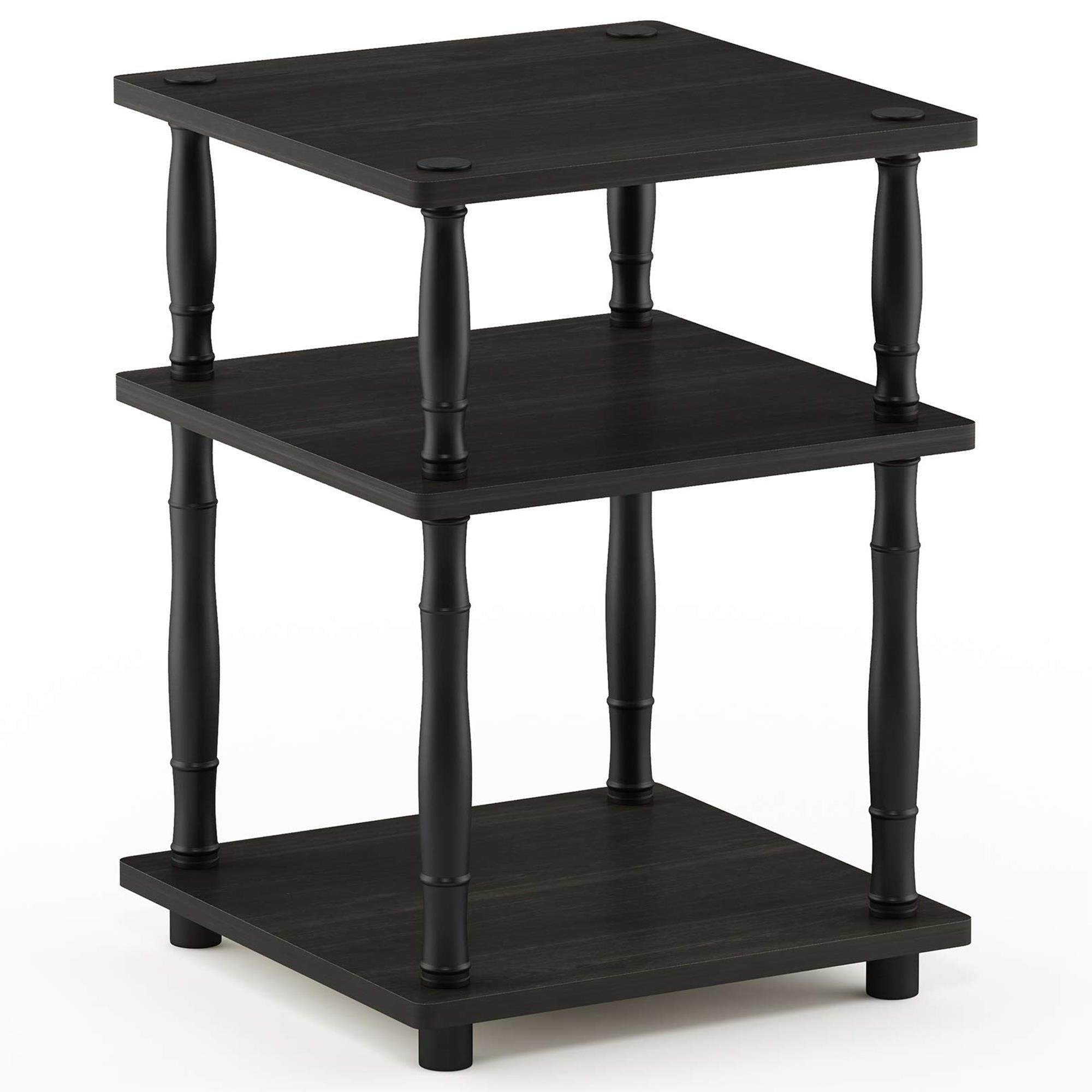 HOMLUX Turn-N-Tube Table in Espresso and Black