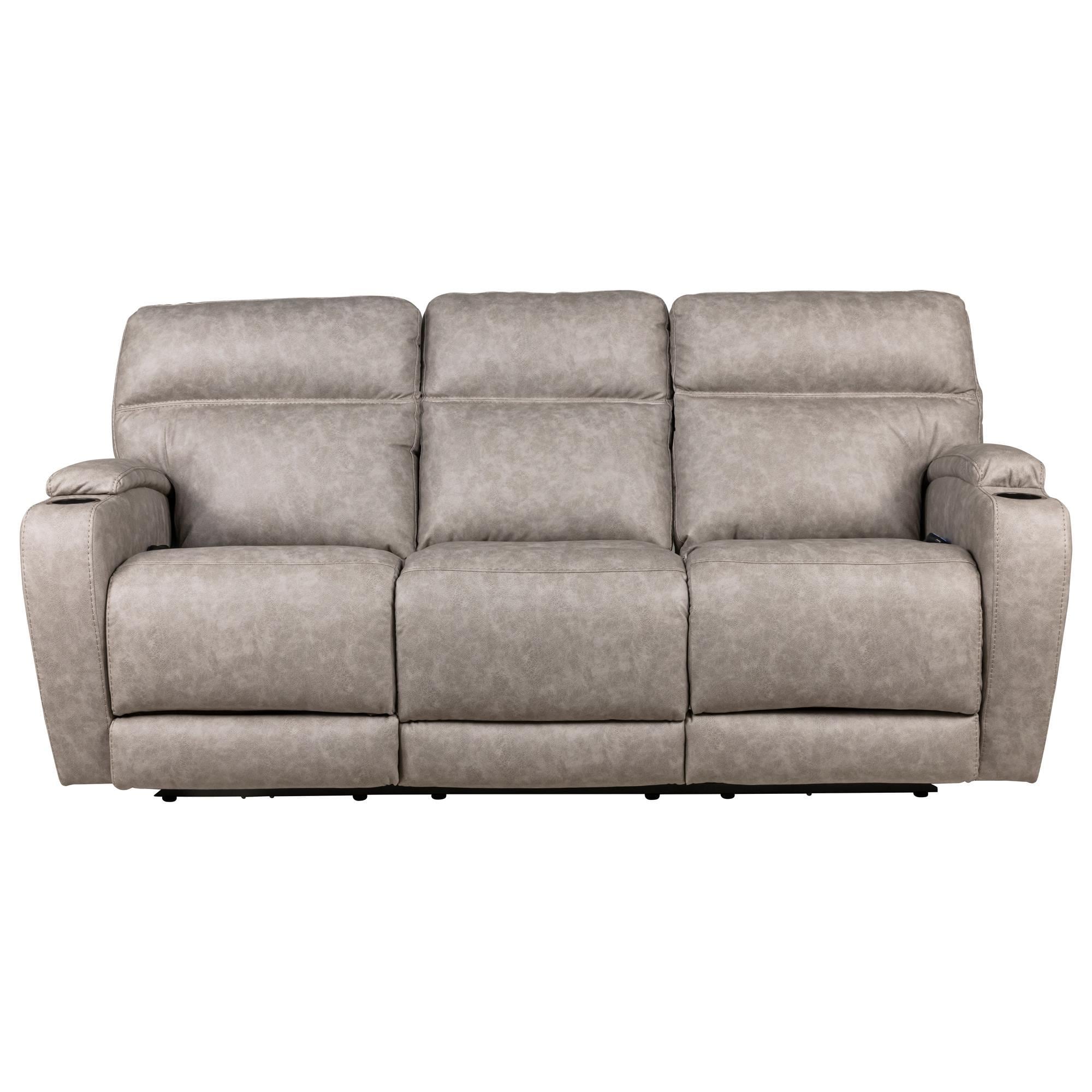 HomeStretch Jaguar Triple Power Reclining Sofa in Pebble