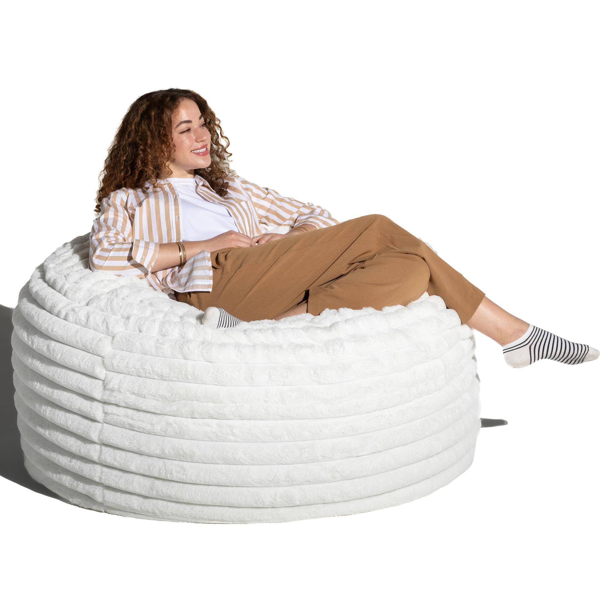 Jaxx Saxx 4' Plush Bean Bag Chair in Ivory