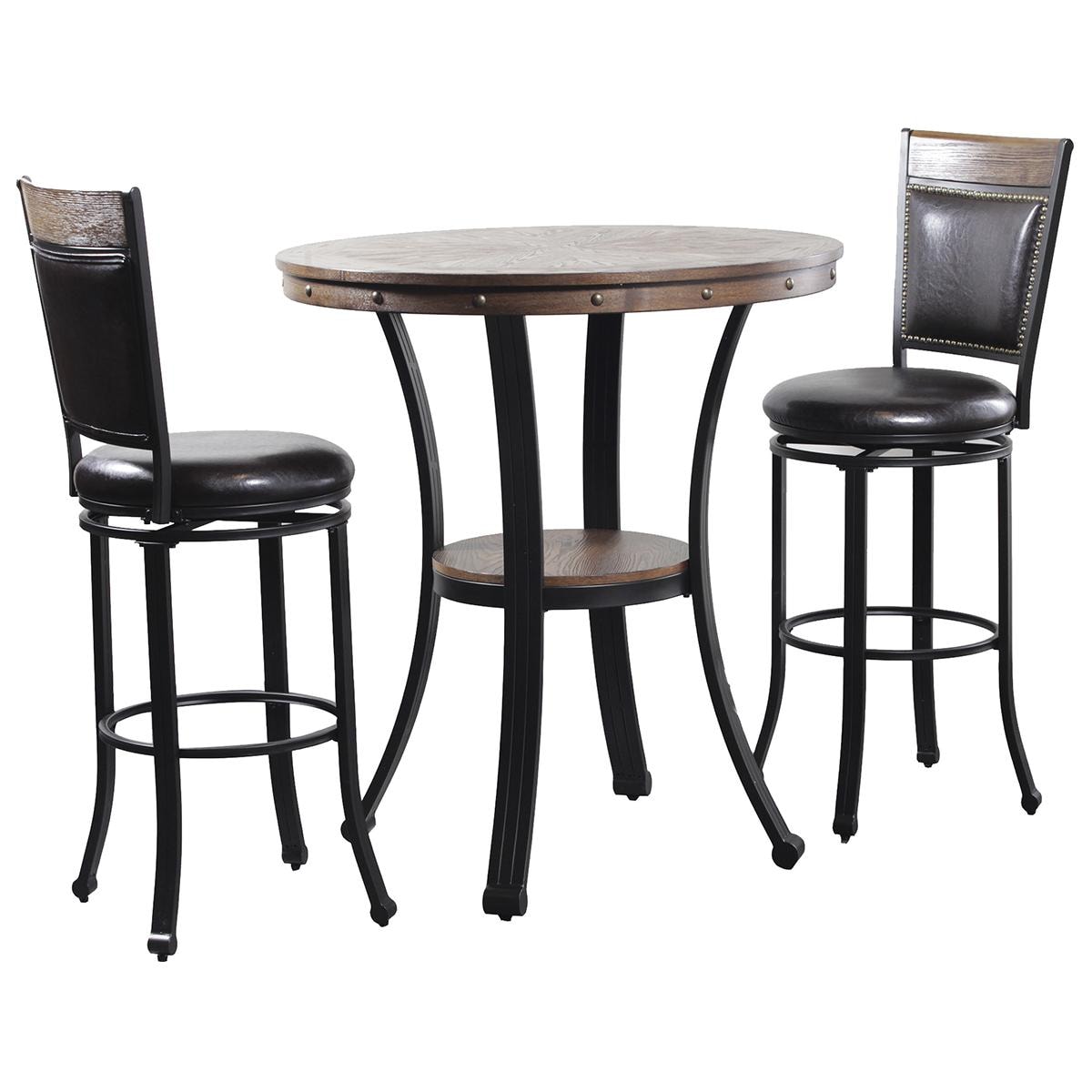 Parkerville Furniture Line Franklin 3Piece Pub Table Set in Dark Brown