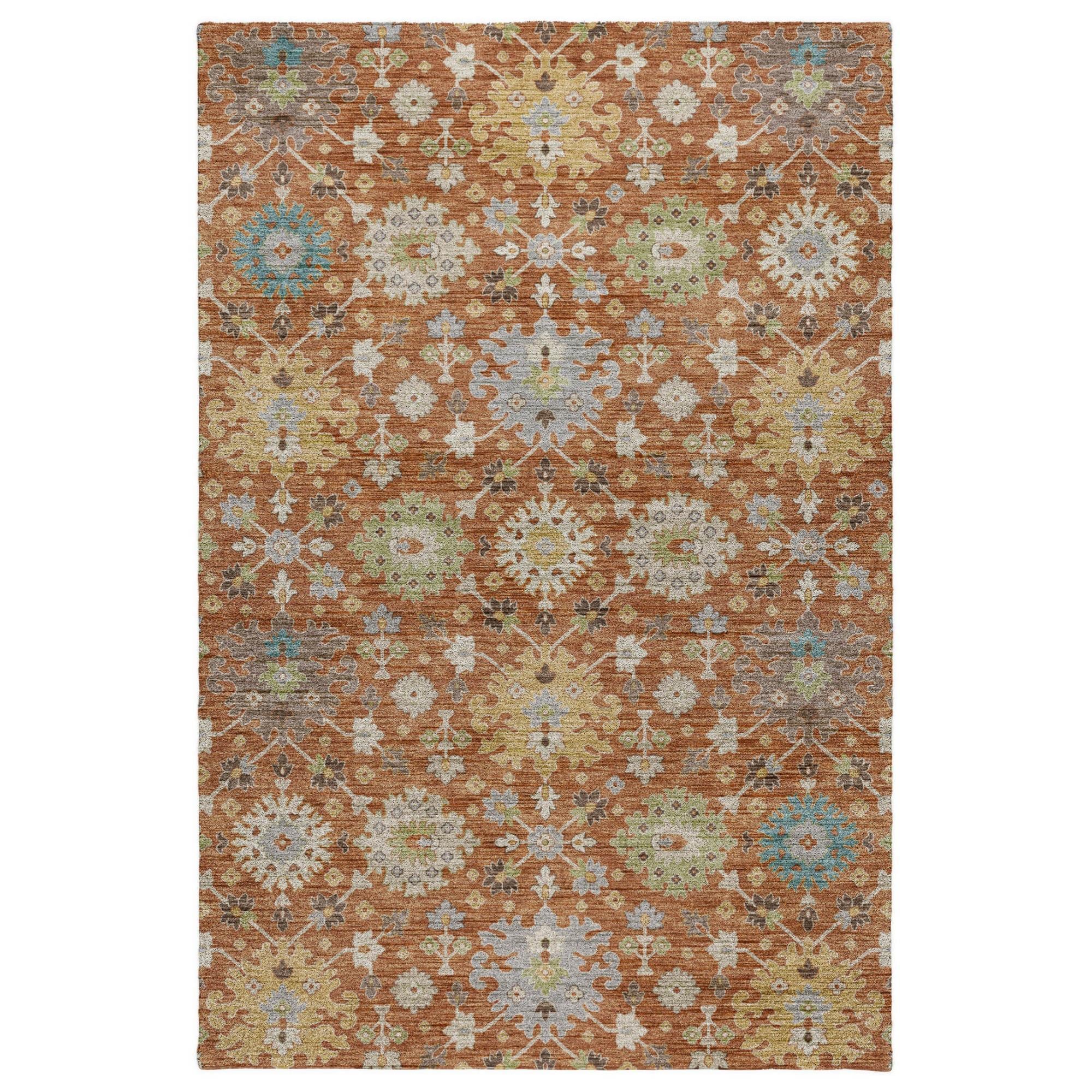Dalyn Rug Company Silk Road Mocha, Ivory, Gold, Blue, Copper, Aloe