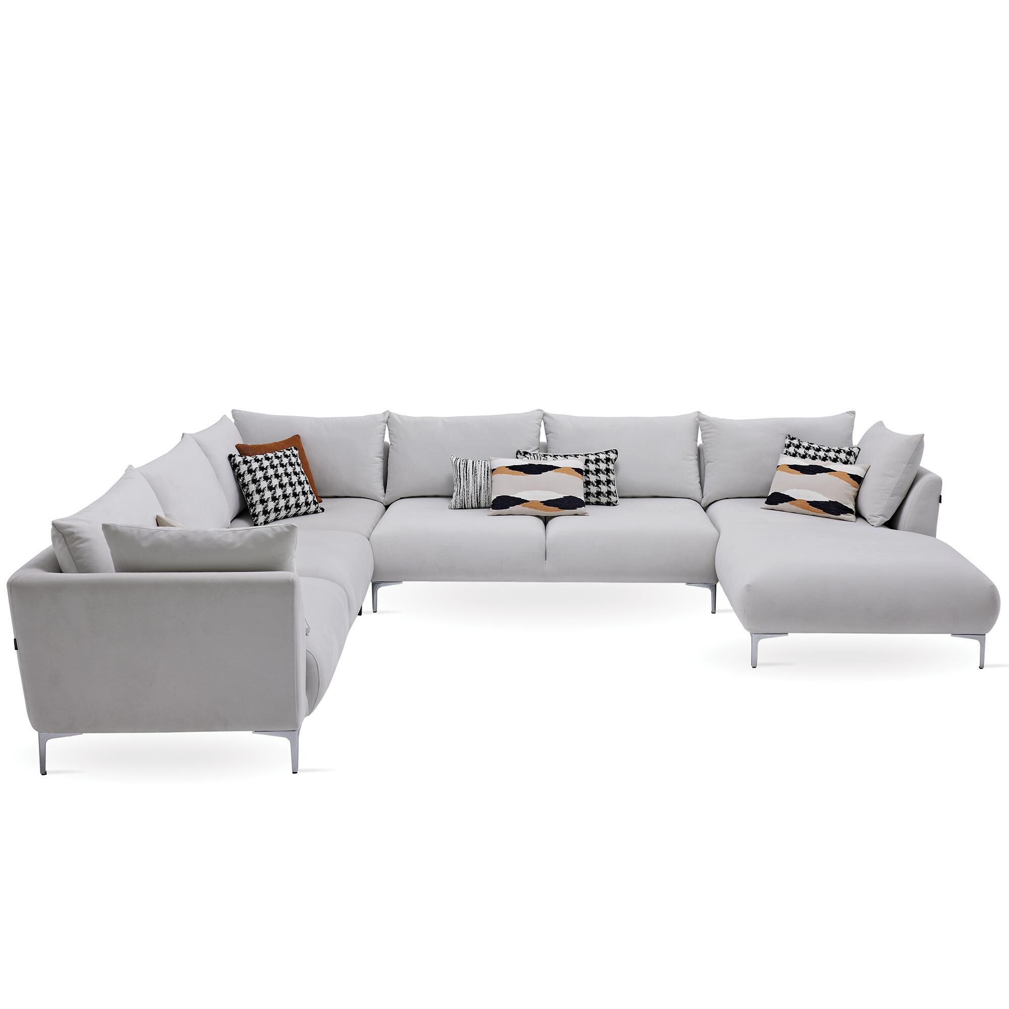 Enza Home Mayfair 4Piece Right Facing UShaped Sectional in White