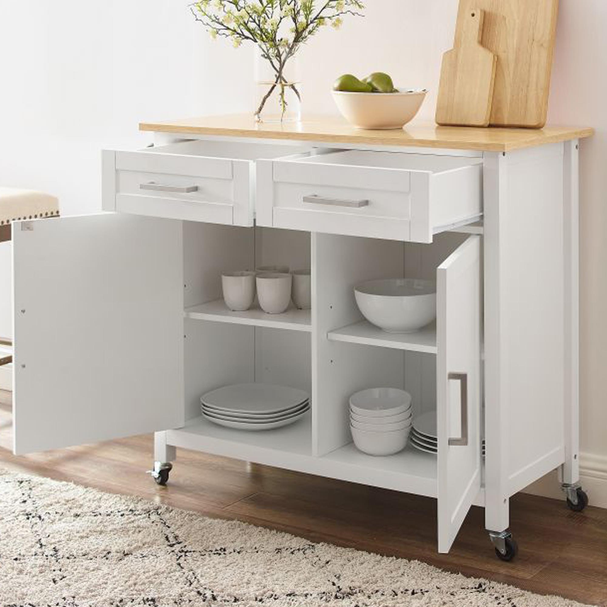 Crosley Furniture Tristan Kitchen Island in White and Natural NFM