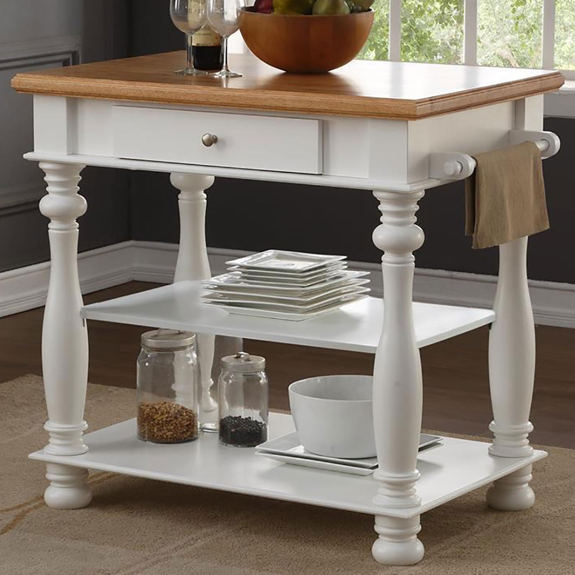 Bernards Avondale Kitchen Island in White and Brown Shop NFM