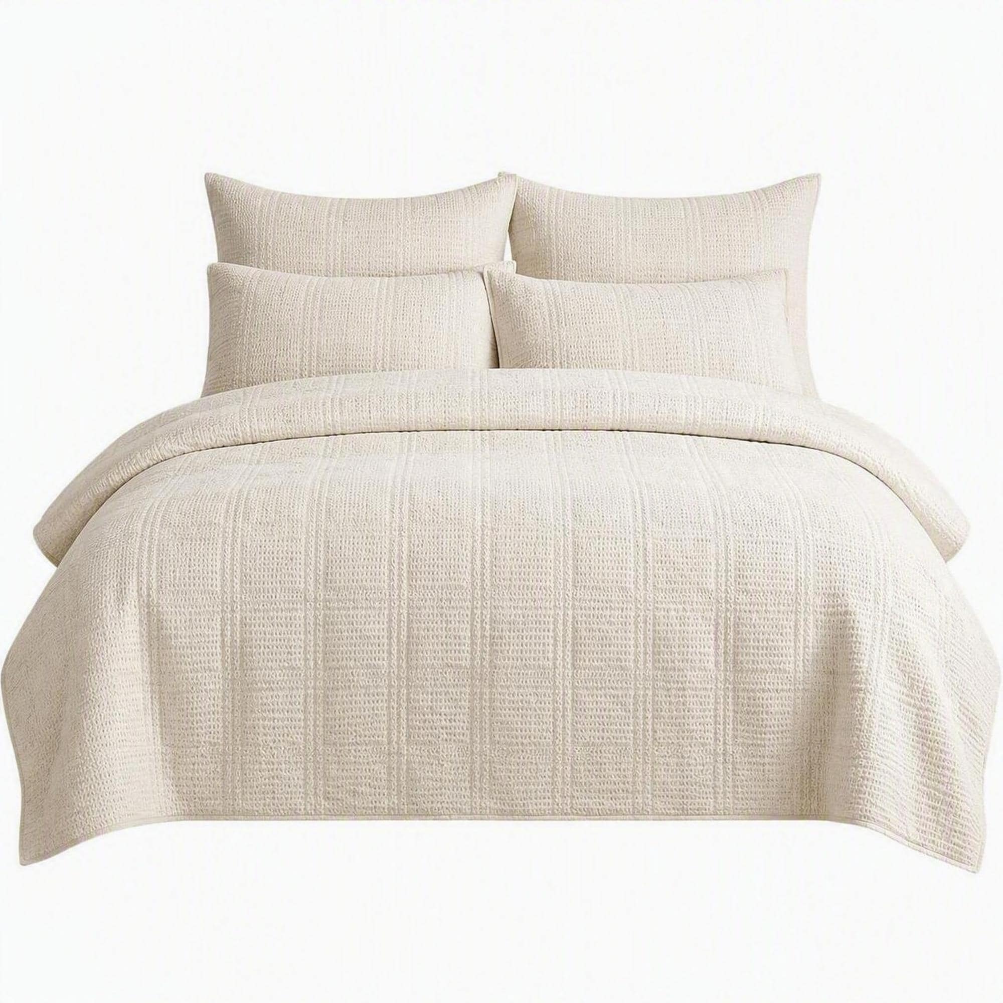 Levtex Cloud Waffle 3-Piece King Quilt Set in Undyed Cream