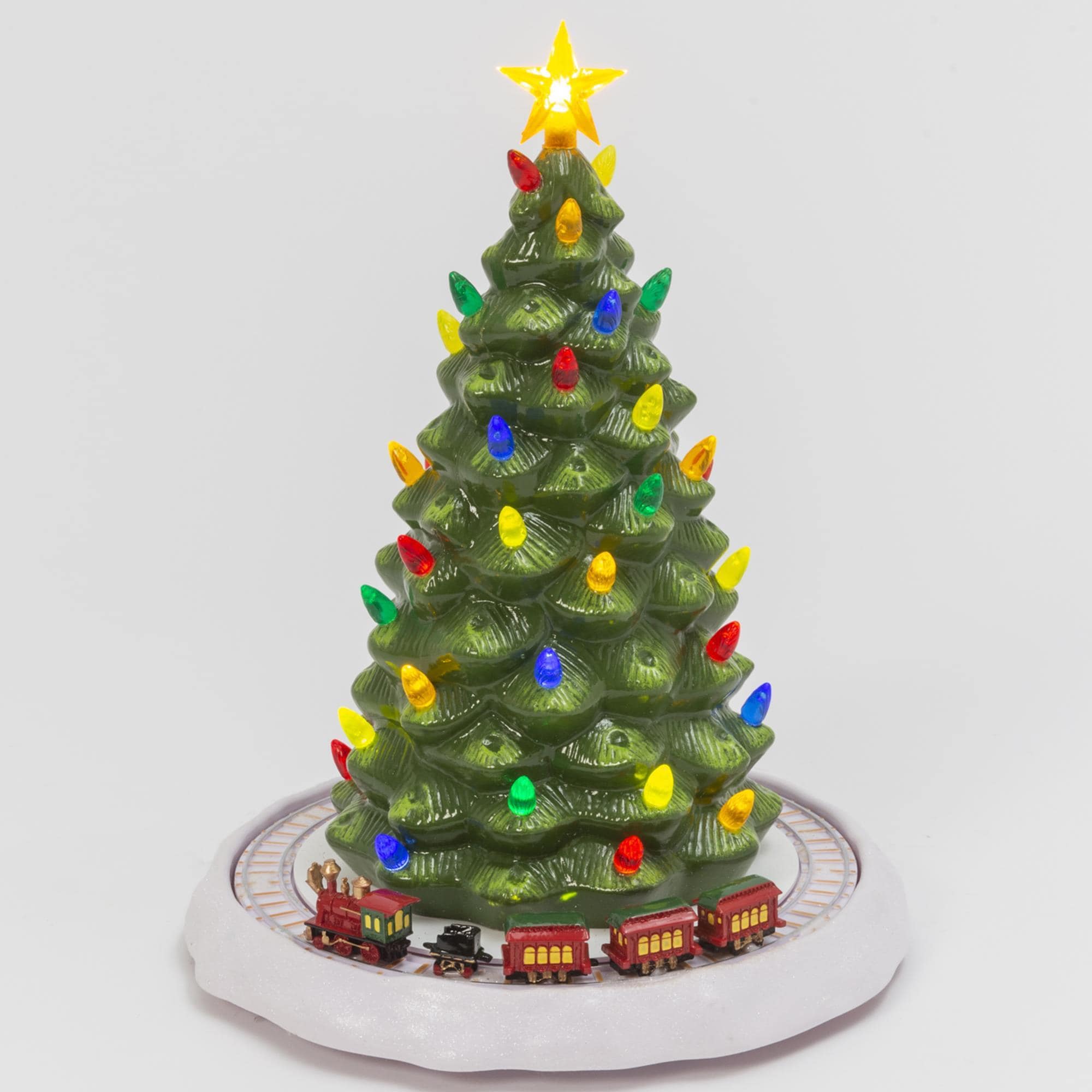 The Gerson Company Electric Lighted Musical Ceramic Christmas Tree