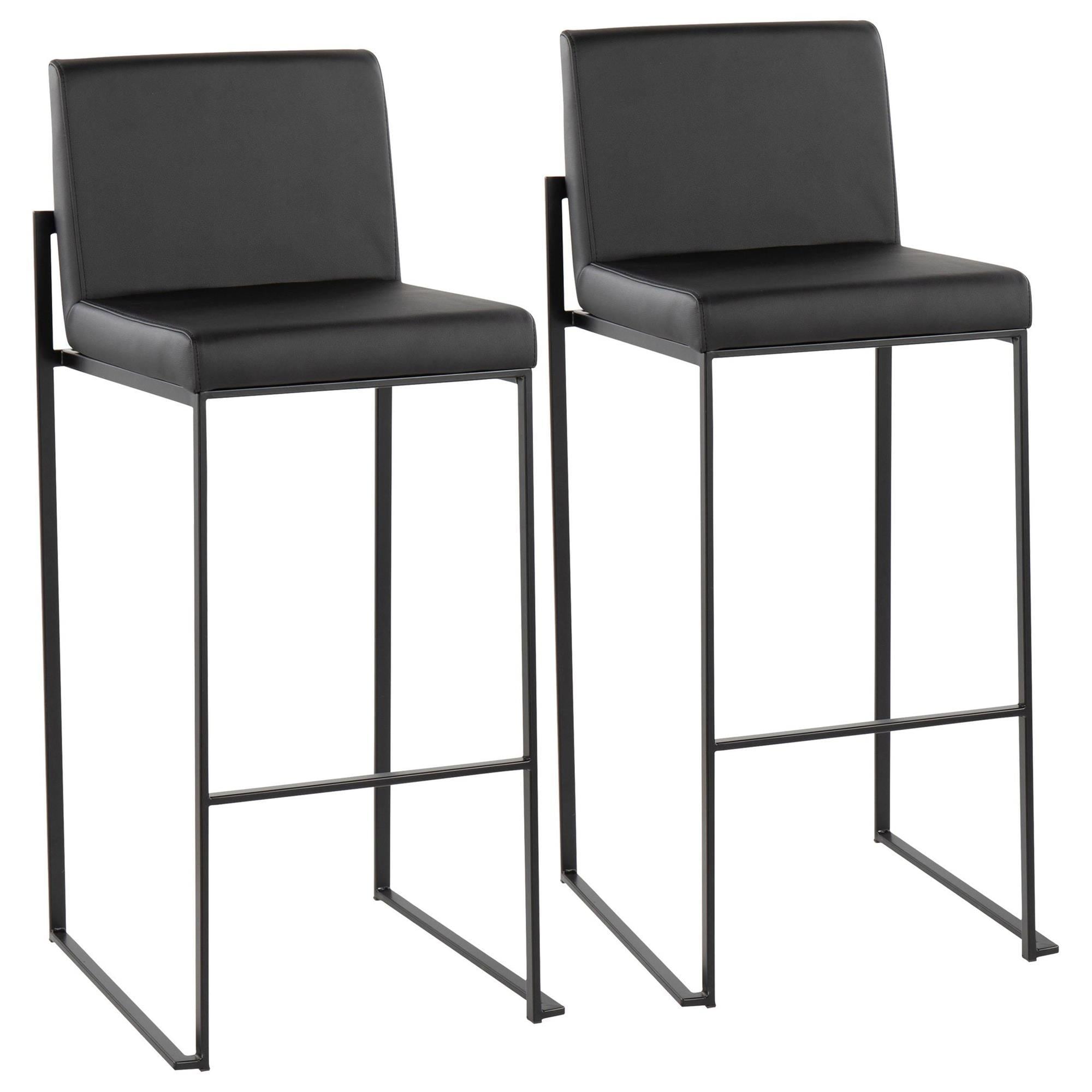 Lumisource Fuji High Back Barstool with Black Faux Leather in