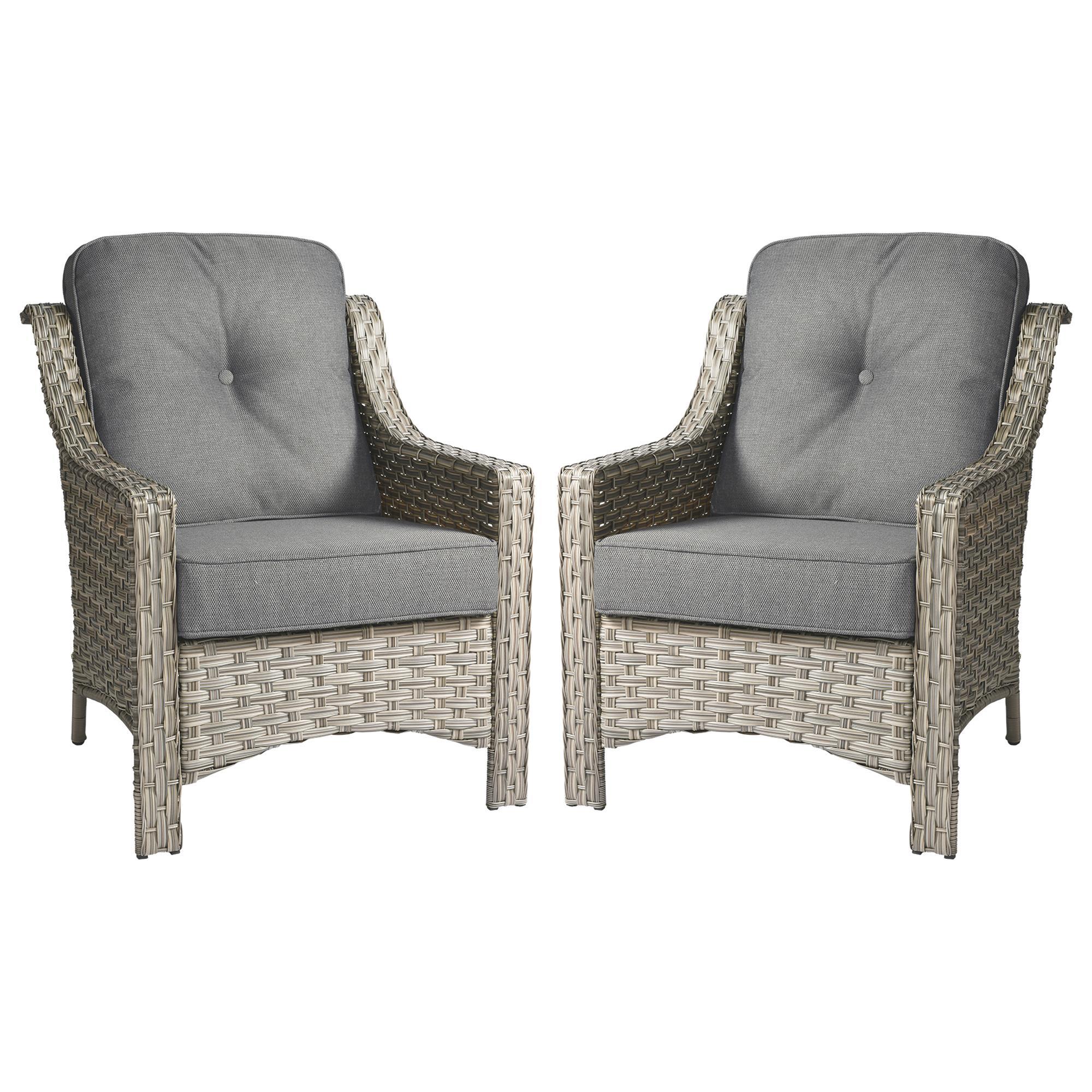 HOMLUX Outdoor Arm Chair in Black (Set of 2)