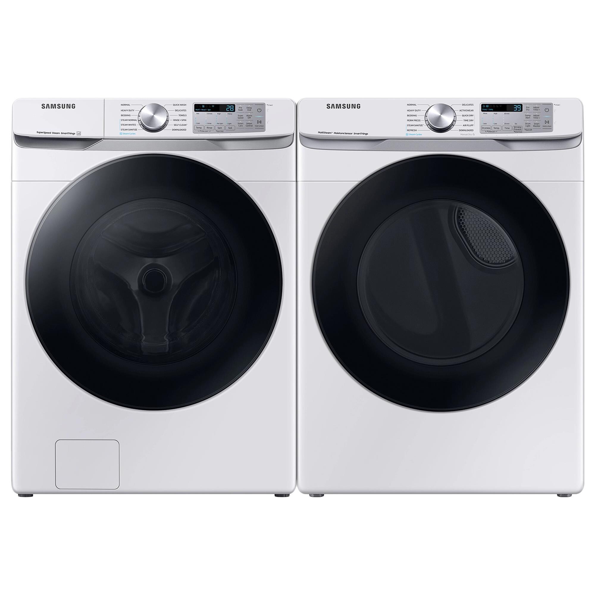 Samsung 4.5 Cu. Ft Front Load Washer with Steam and 7.5 Cu. Ft. Gas