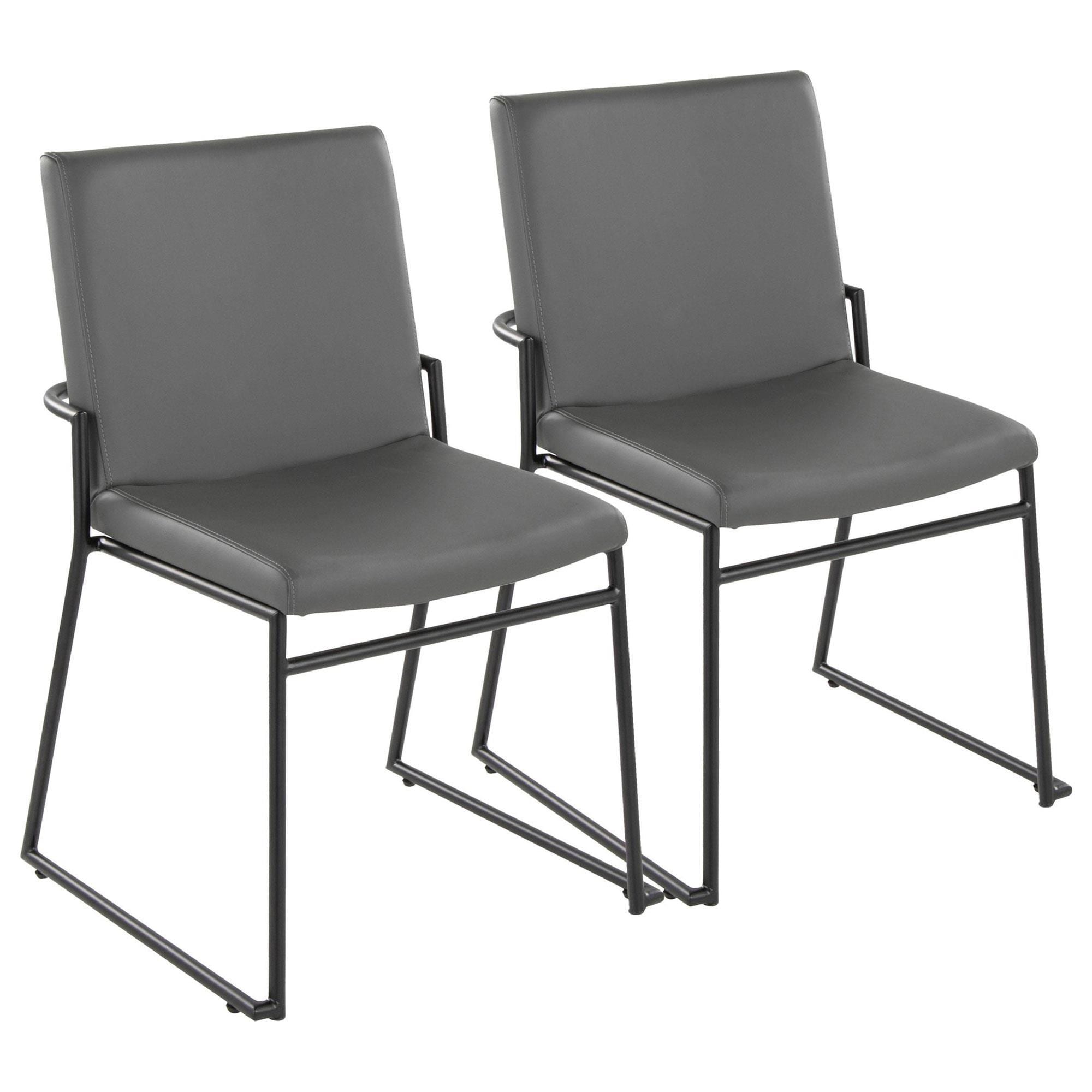 LumiSource Dutchess Side Chair with Grey Faux Leather Cushion in