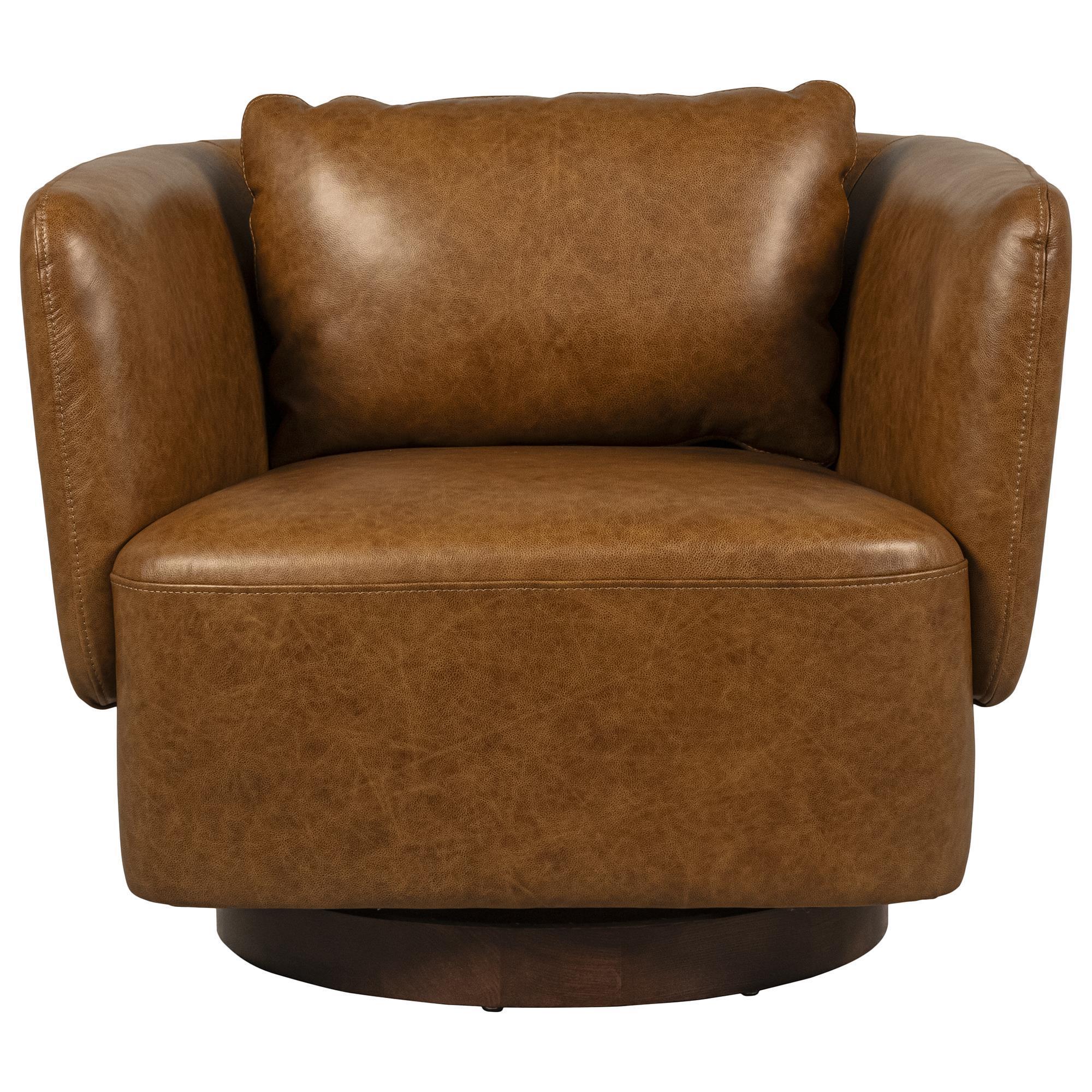 Interlochen Leather Swivel Chair in Saddle