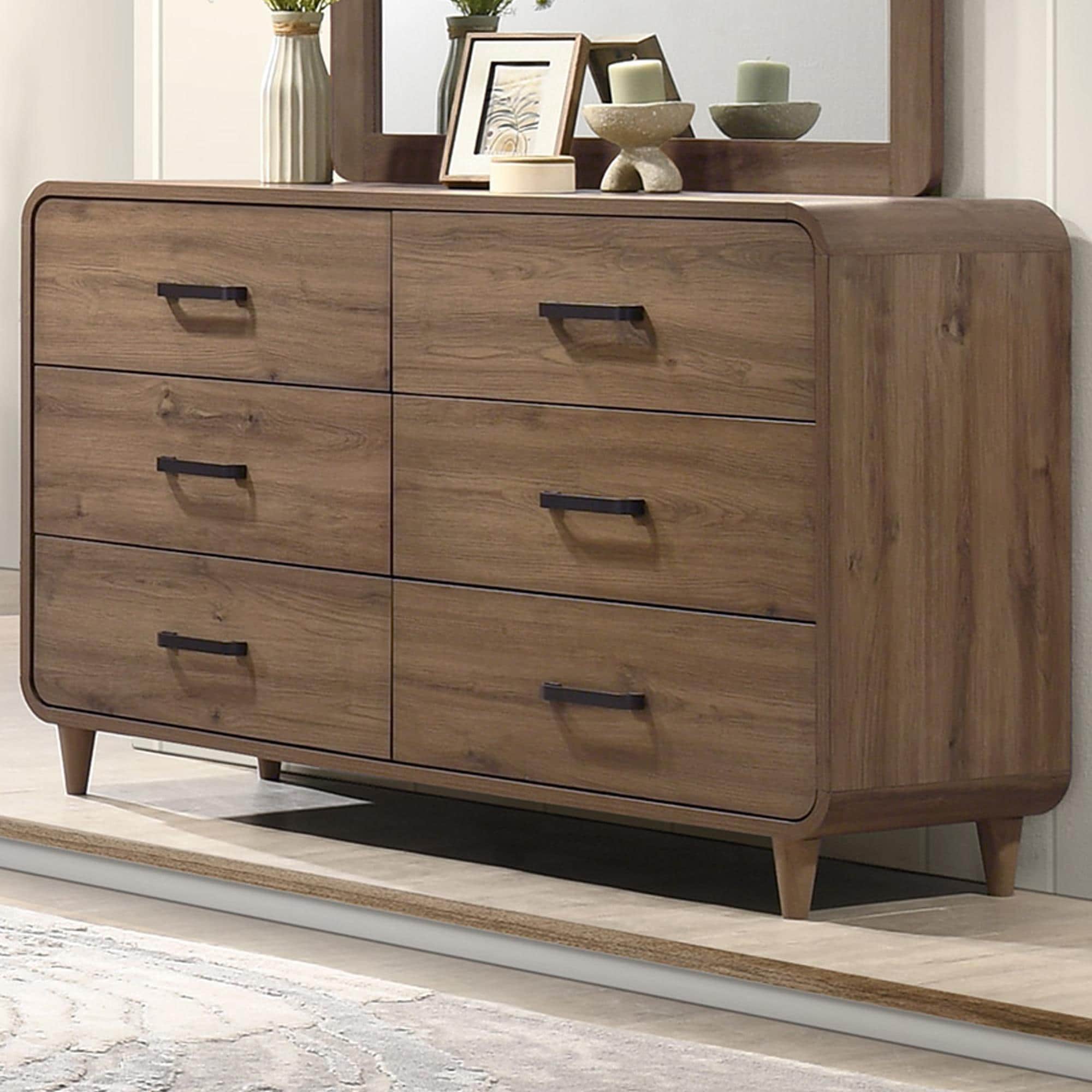 Crown Mark Nyomi 6-Drawer Dresser Only in Light Brown