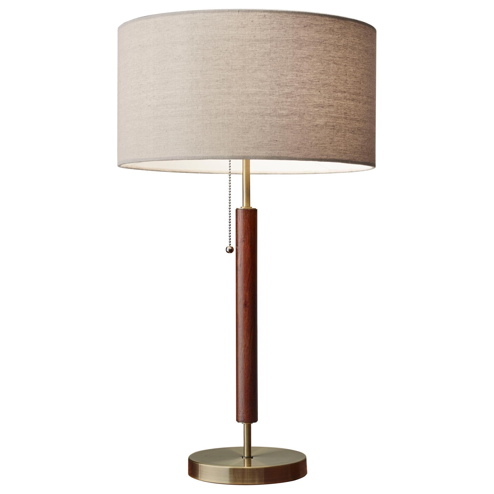 Adesso Hamilton Table Lamp in Walnut and Antique Brass