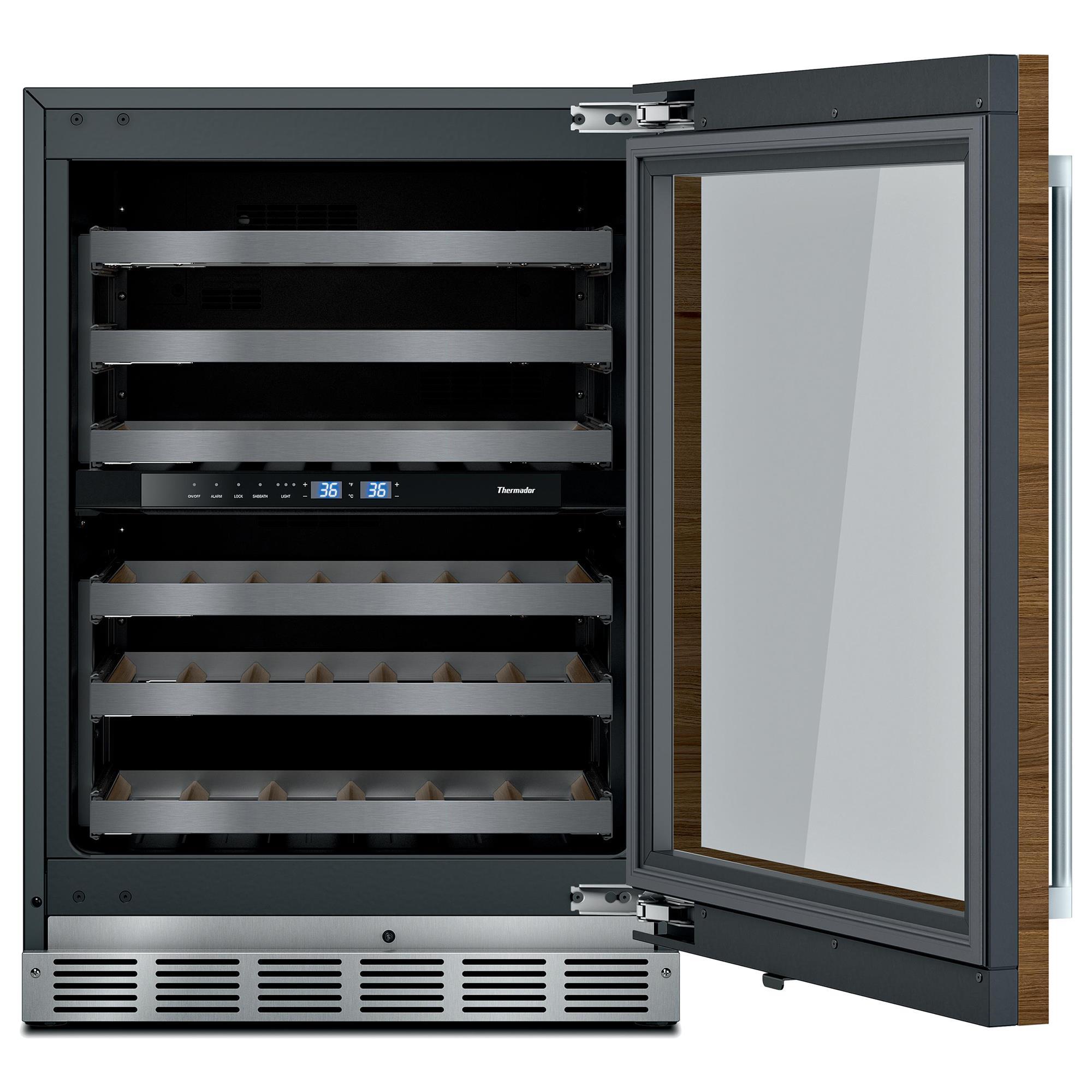 Thermador 24" Glass Door Wine Cooler with Right Hinge Panel Ready