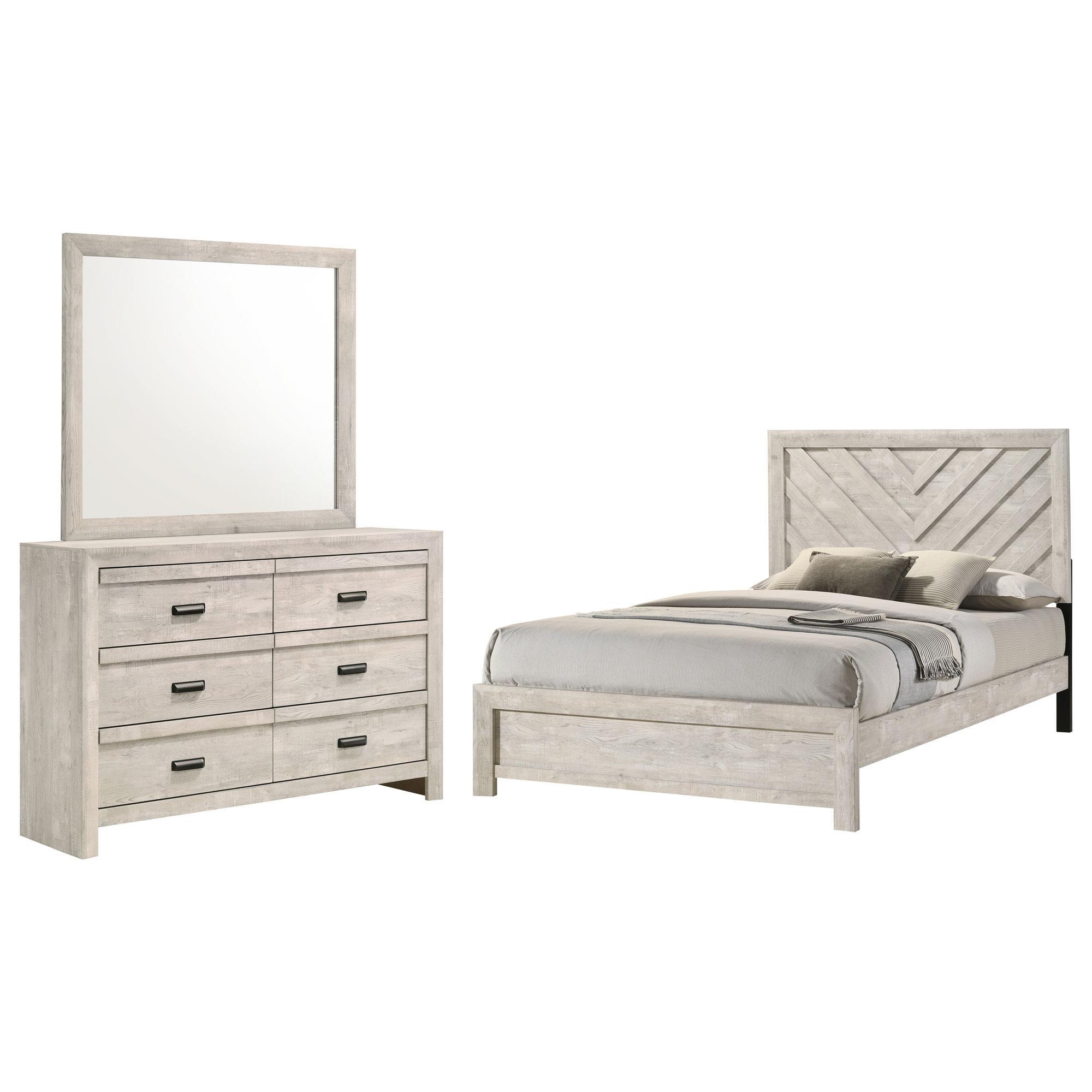 Crown Mark Valor 3-Piece Full Bedroom Set in Light Gray
