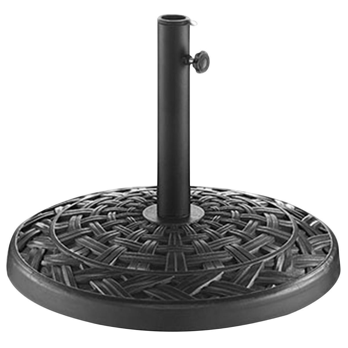 Walker Edison Cross Weave Round Patio Umbrella Base in Black Shop NFM