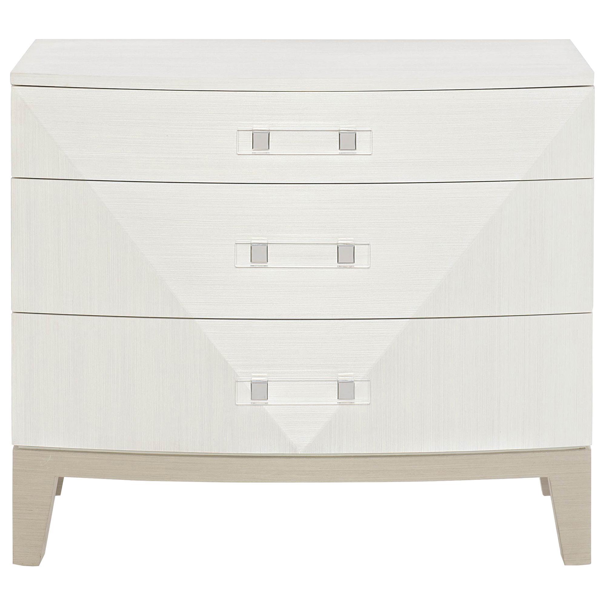 Bernhardt Axiom 3 Drawer Nightstand in Linear White | Nebraska