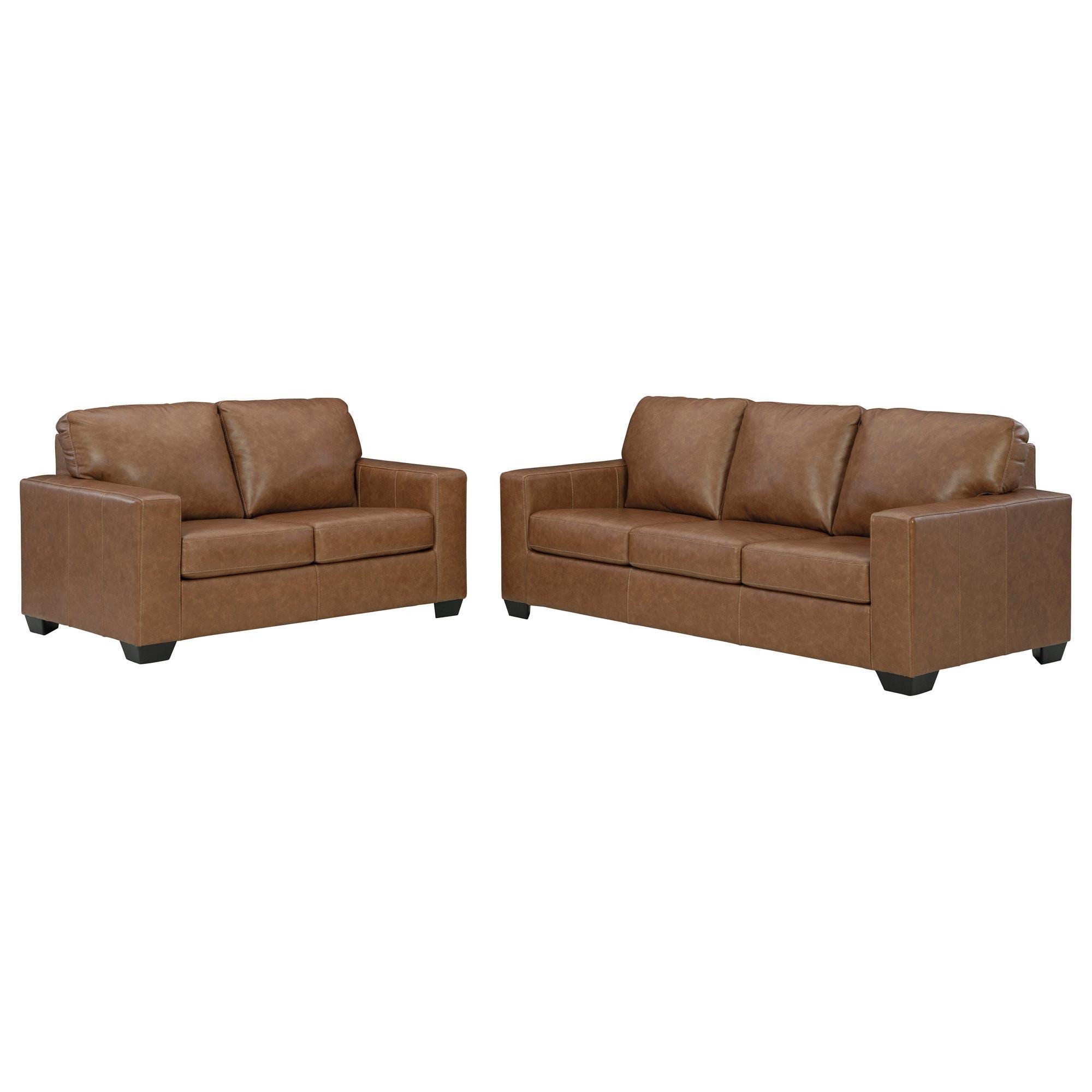 Ashley Bolsena Stationary Sofa and Loveseat Set in Caramel