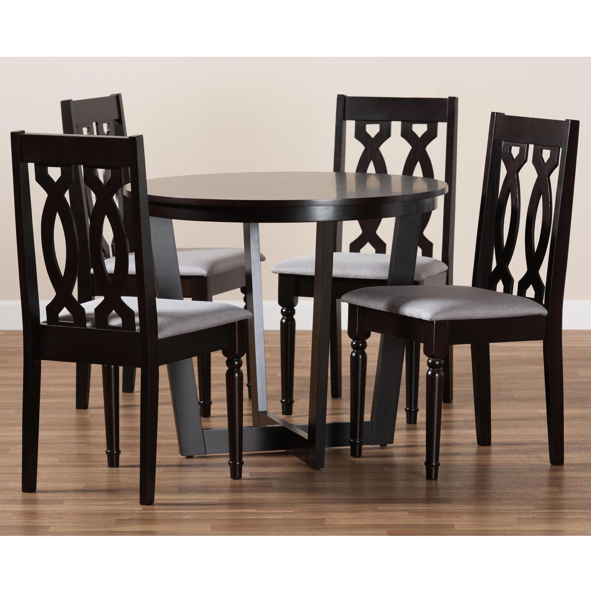 Baxton Studio Julie 5Piece Dining Set in Grey/Dark Brown Nebraska