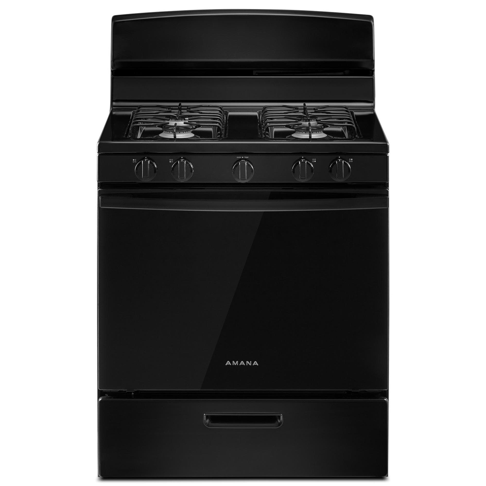 Amana 30" Freestanding Gas Range with EasyClean Glass Door in Black