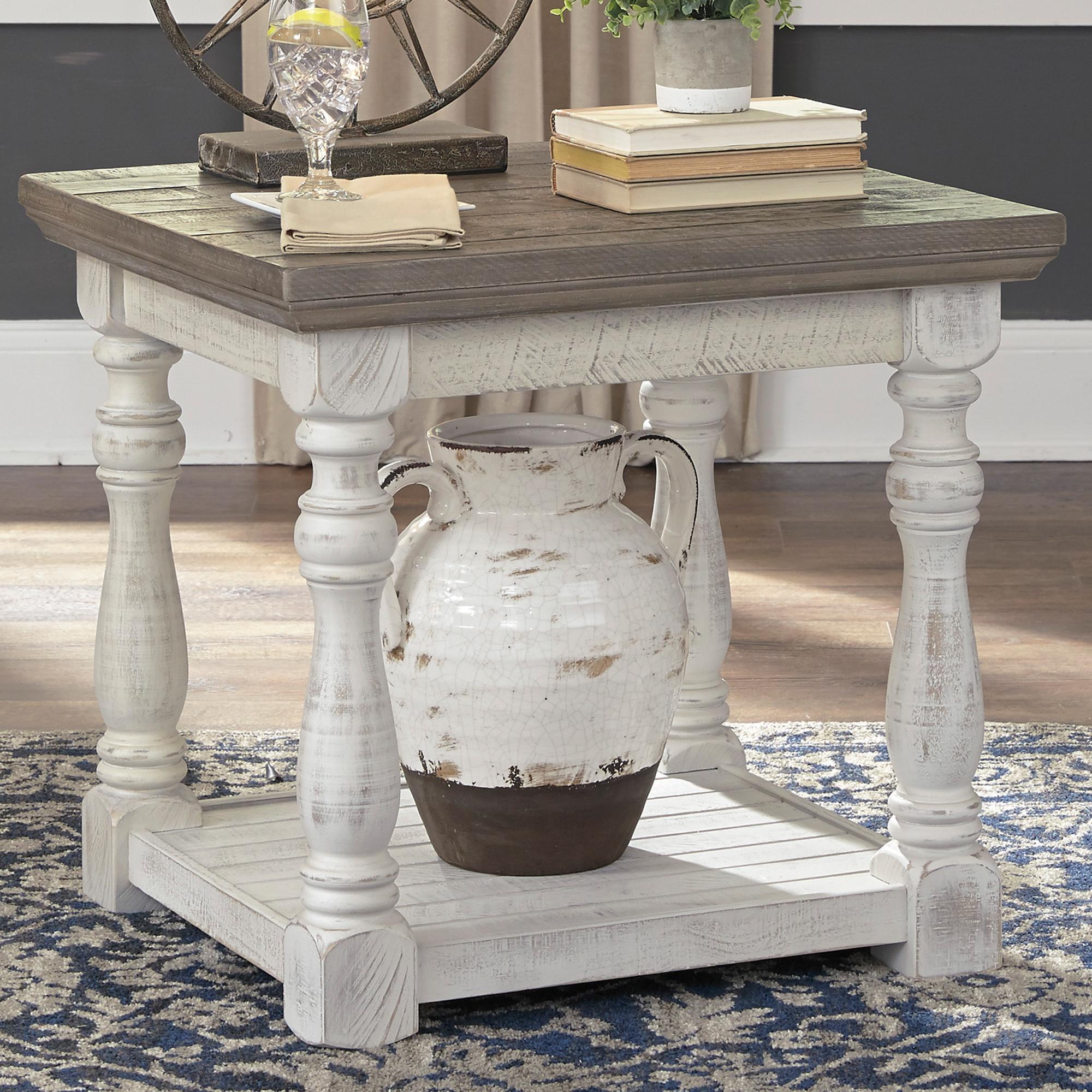 Signature Design by Ashley Havalance Rectangular End Table in Gray and