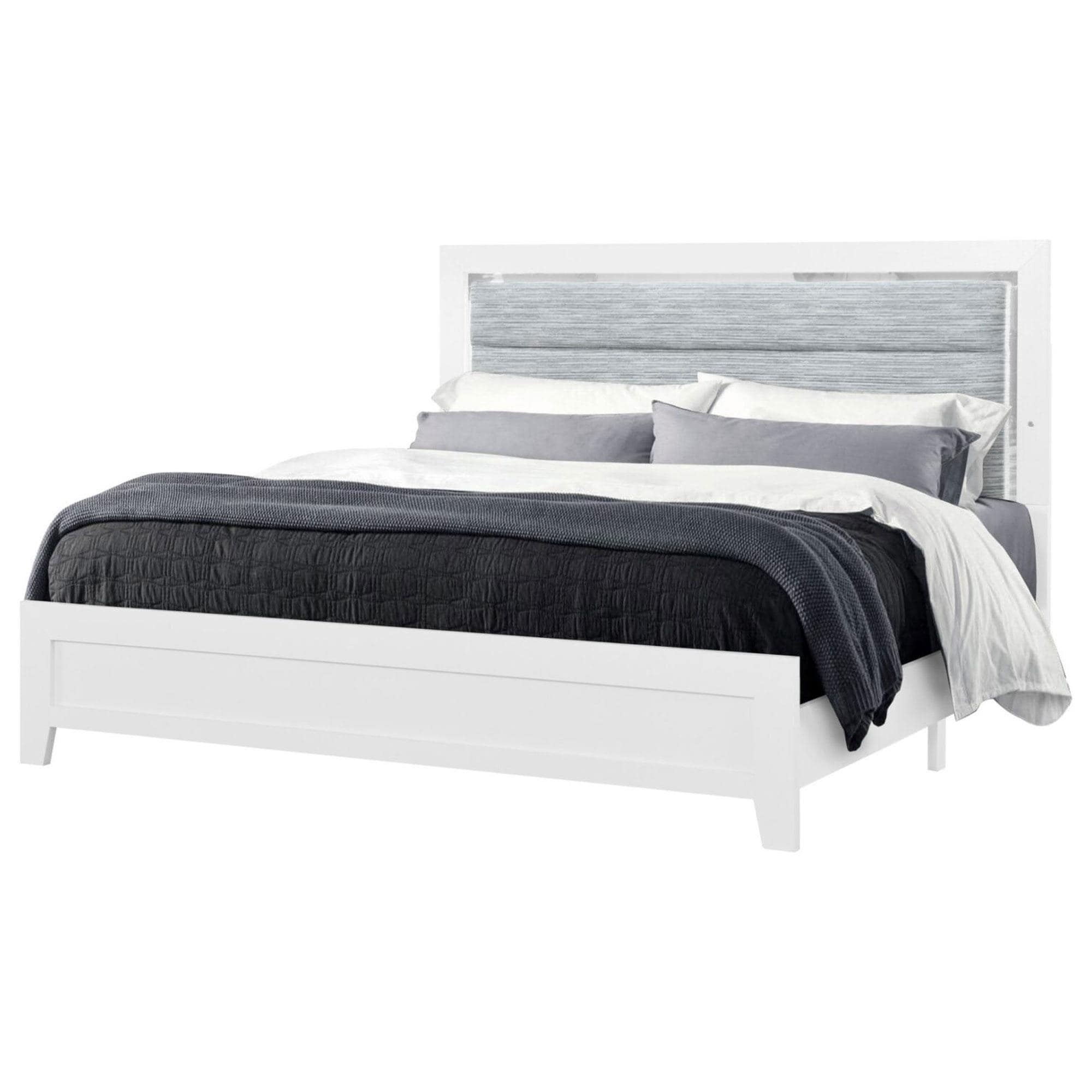 Global Furniture USA Luccia Queen Bed with LED in White