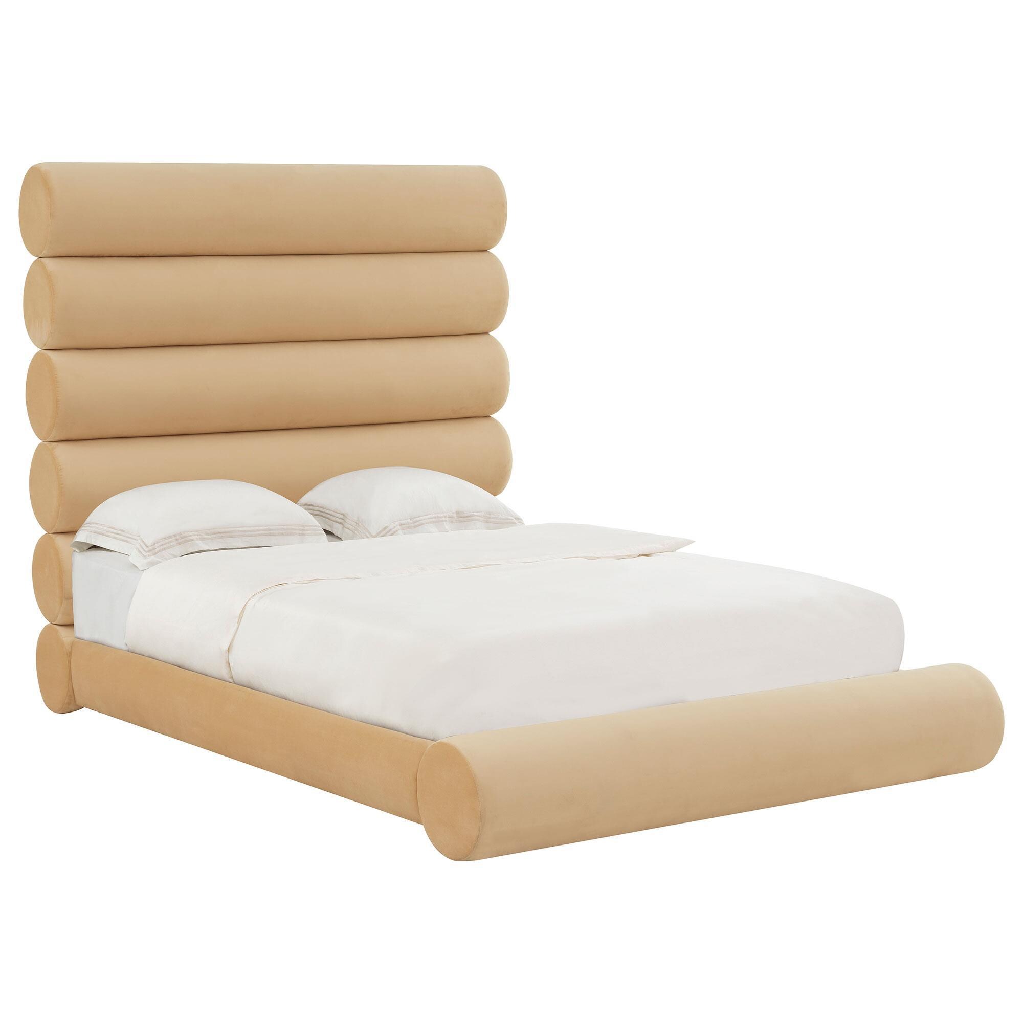 Tov Furniture Durwin King Upholstered Platform Bed in Champagne NFM