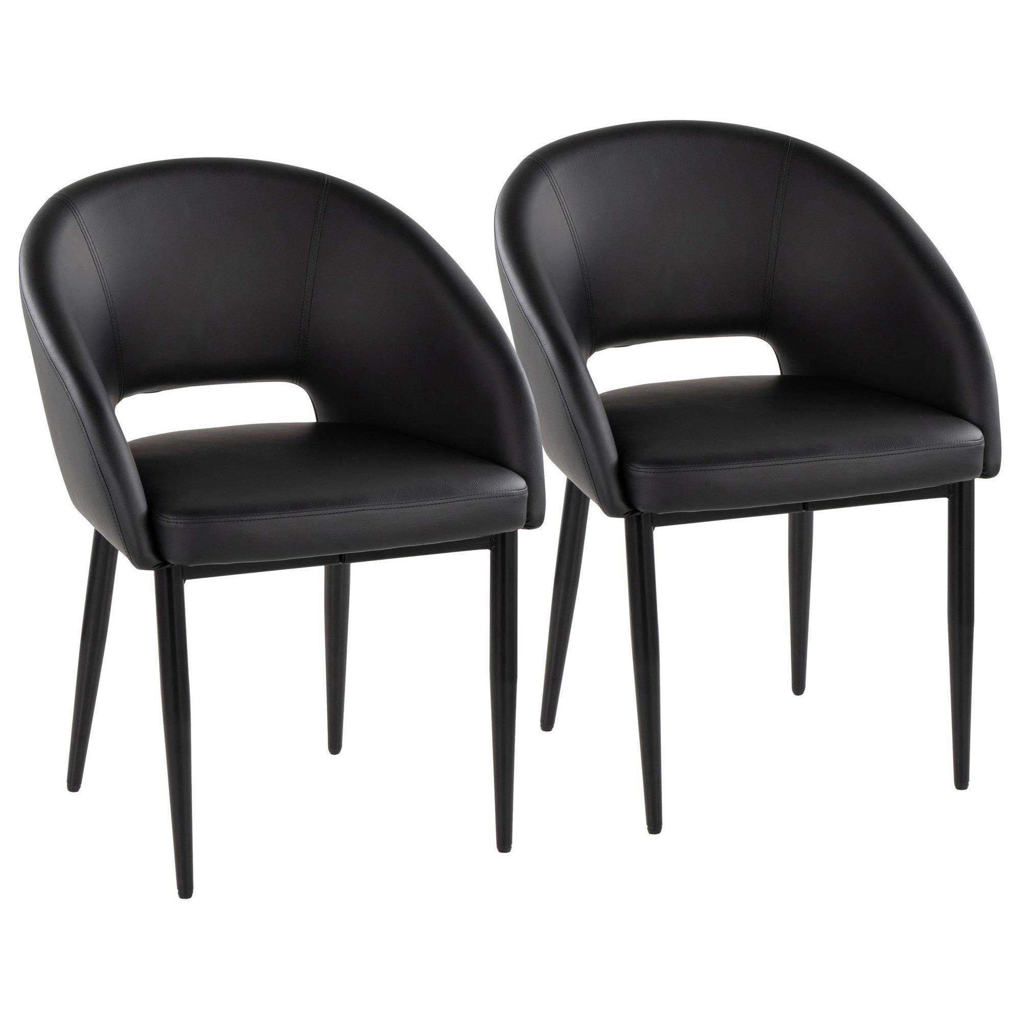 LumiSource Renee Upholstered Contemporary Chair in Black Metal and
