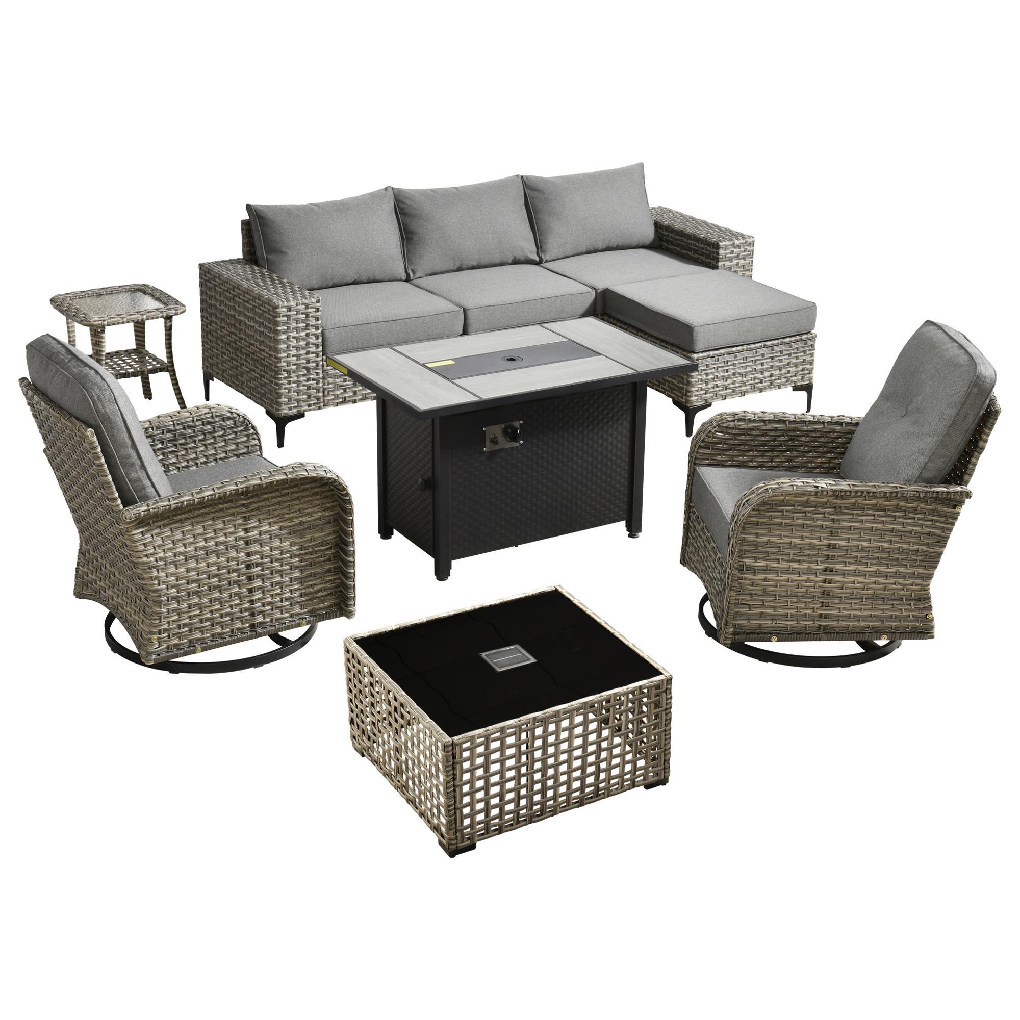 HOMLUX 9-Piece All-weather Rattan Outdoor Patio Furniture Set in
