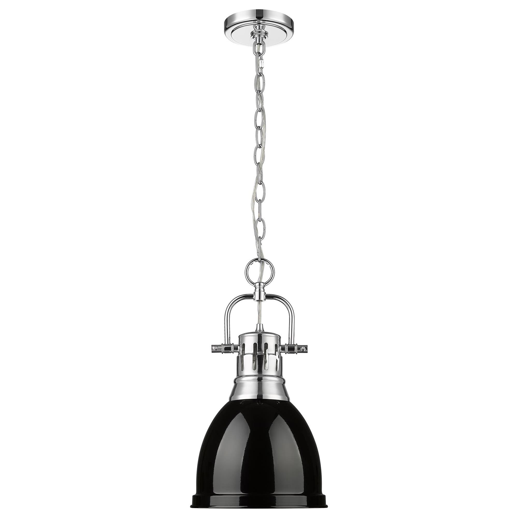 Golden Lighting Duncan 1-Light Small Pendant with Chain and Black