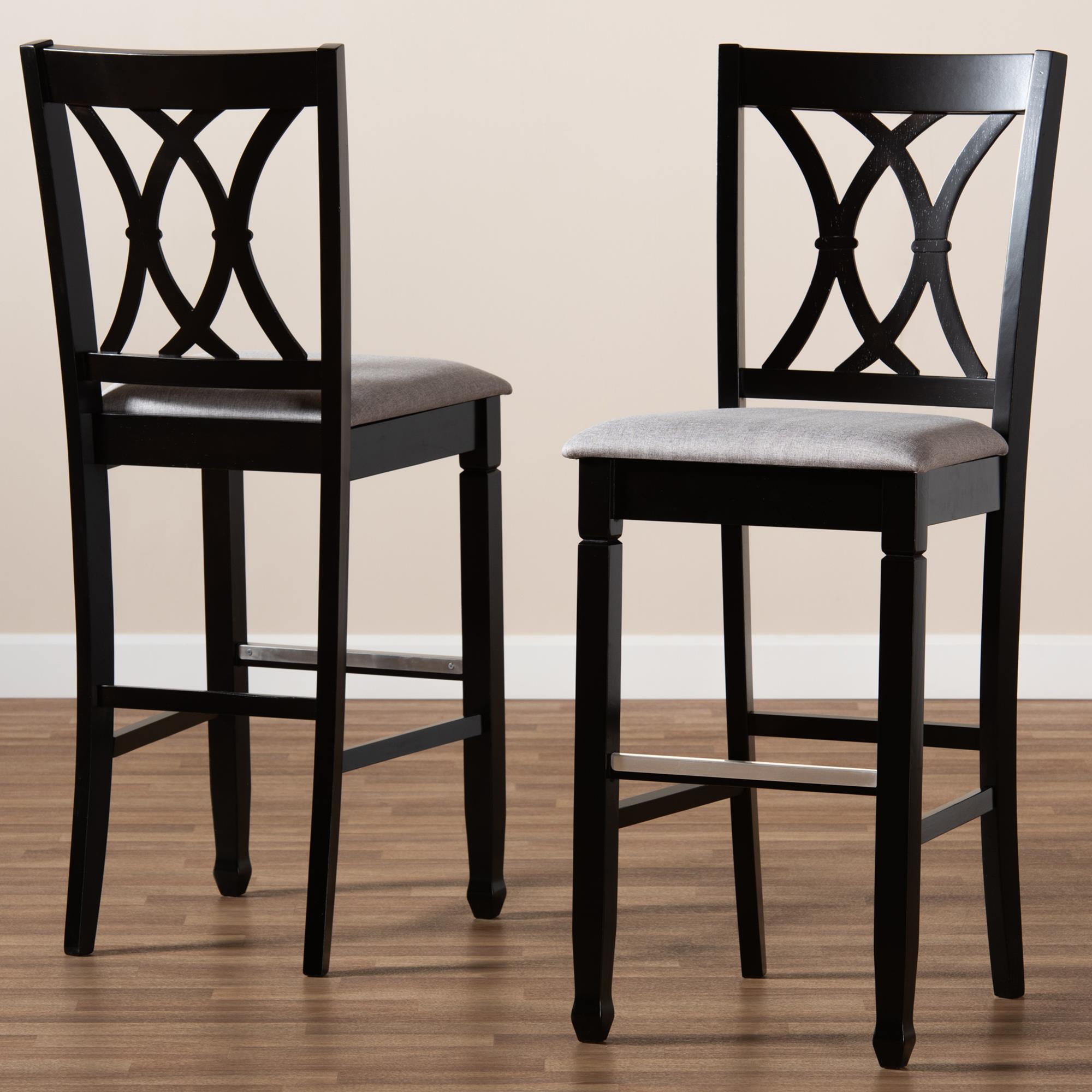 Baxton Studio Calista Bar Stool in Grey/Espresso Brown (Set of 2) NFM