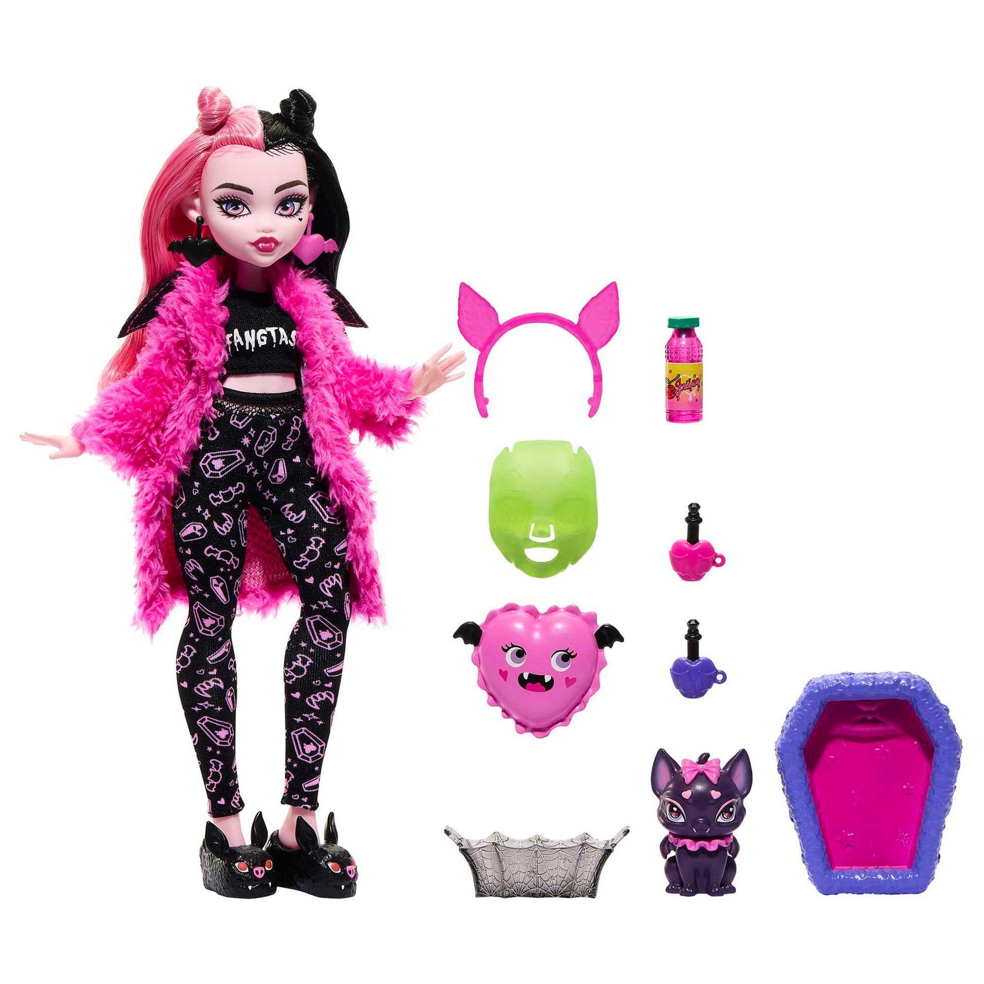 Monster High Draculaura Fashion Doll with Pink & Black Hair, Signature  Look, Accessories & Pet Bat