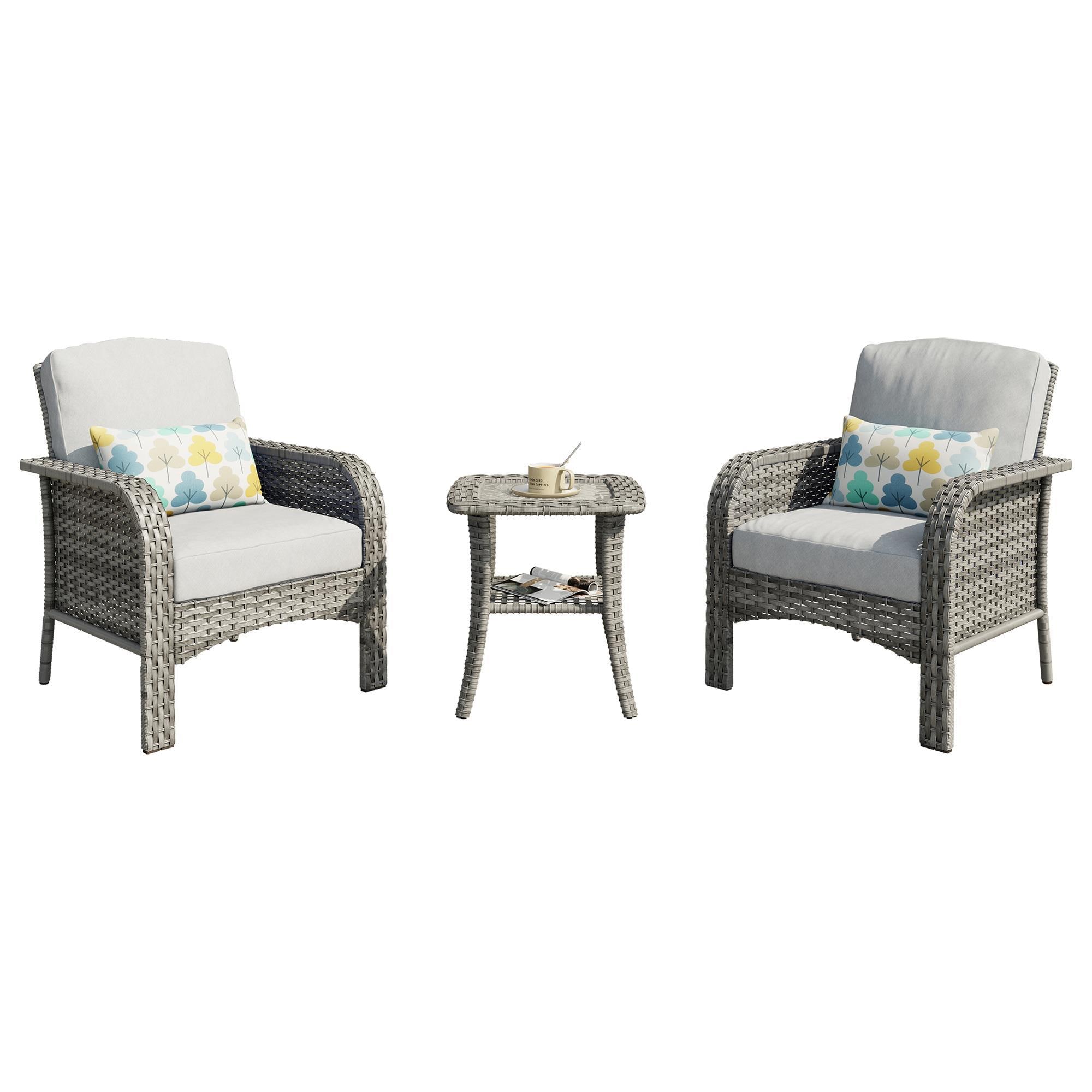 HOMLUX 3-Piece Outdoor Chat Set in Dark Gray