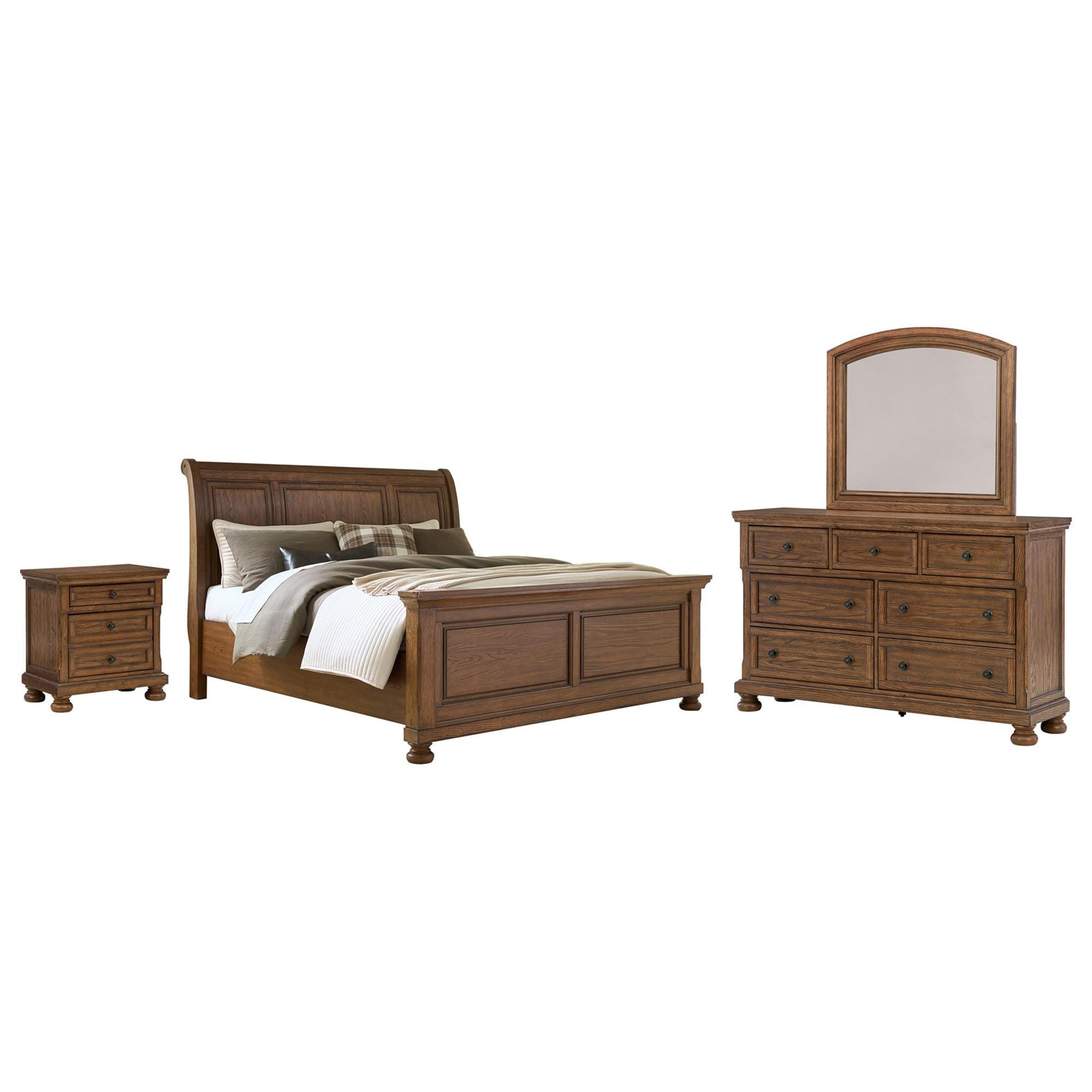 Ashley Zackaryn # Piece Size Bedroom Set in Warm Brown with