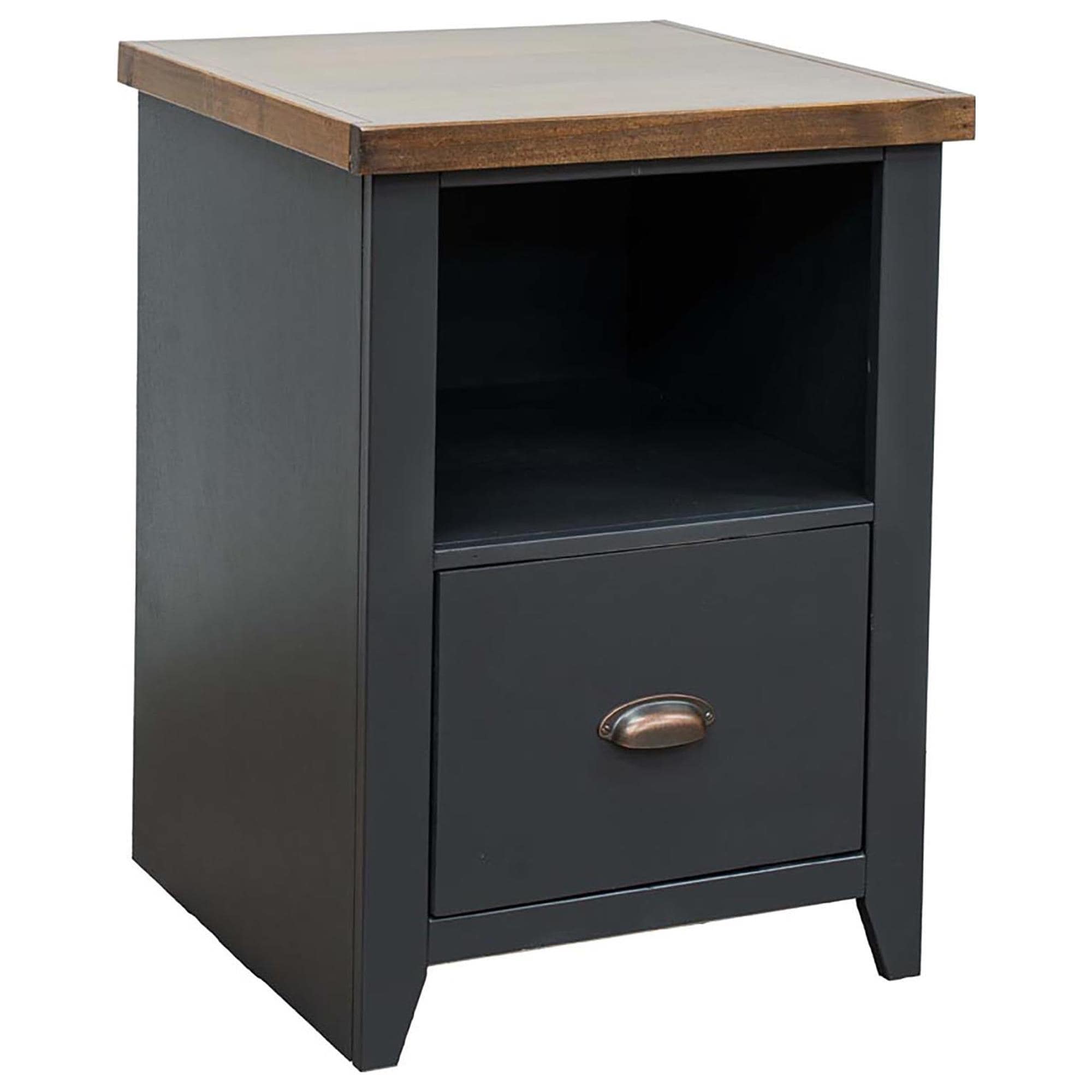 Legends Home Essex 1-Drawer File Cabinet in Black and Whiskey