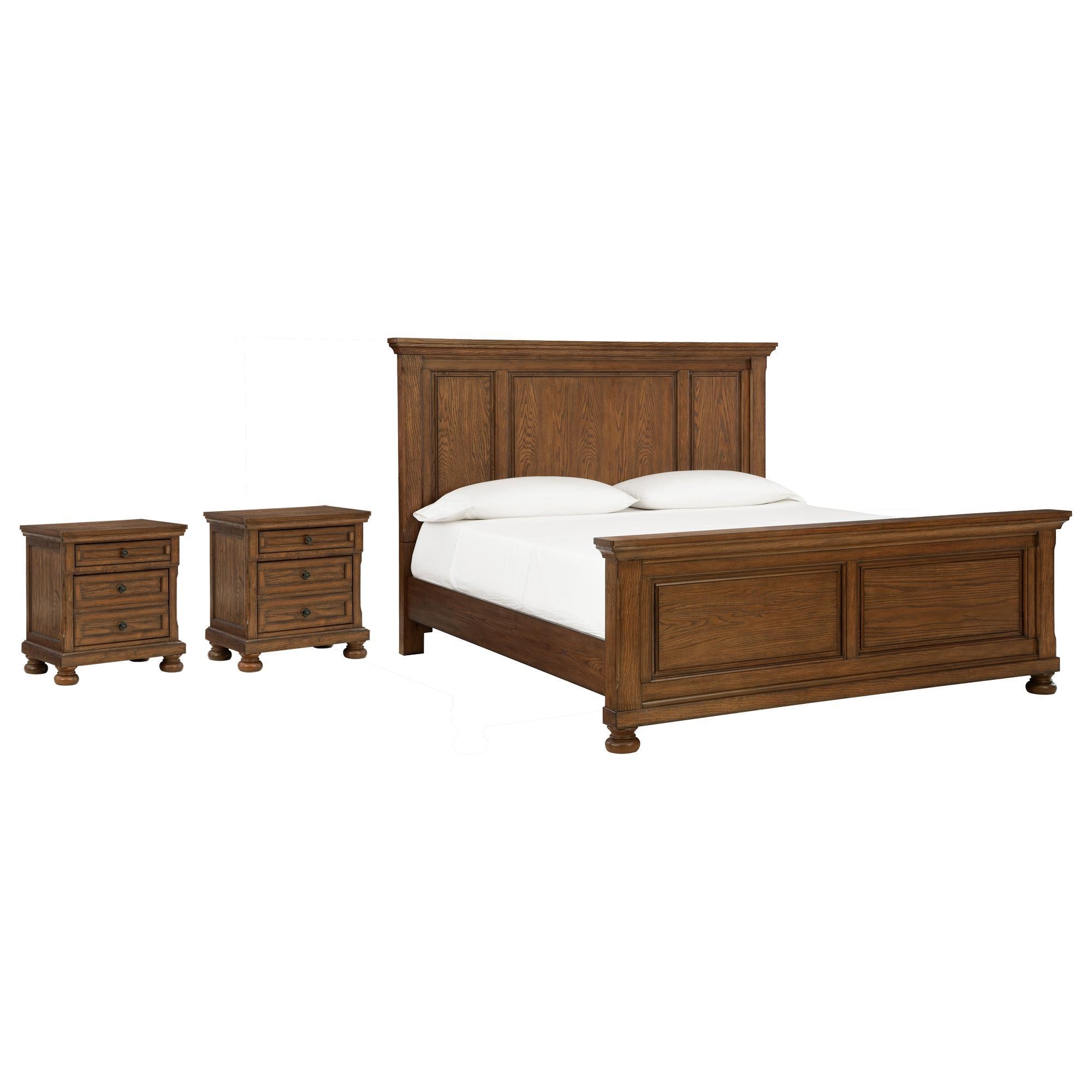 Ashley Zackaryn 3 Piece California King Bedroom Set in Warm Brown