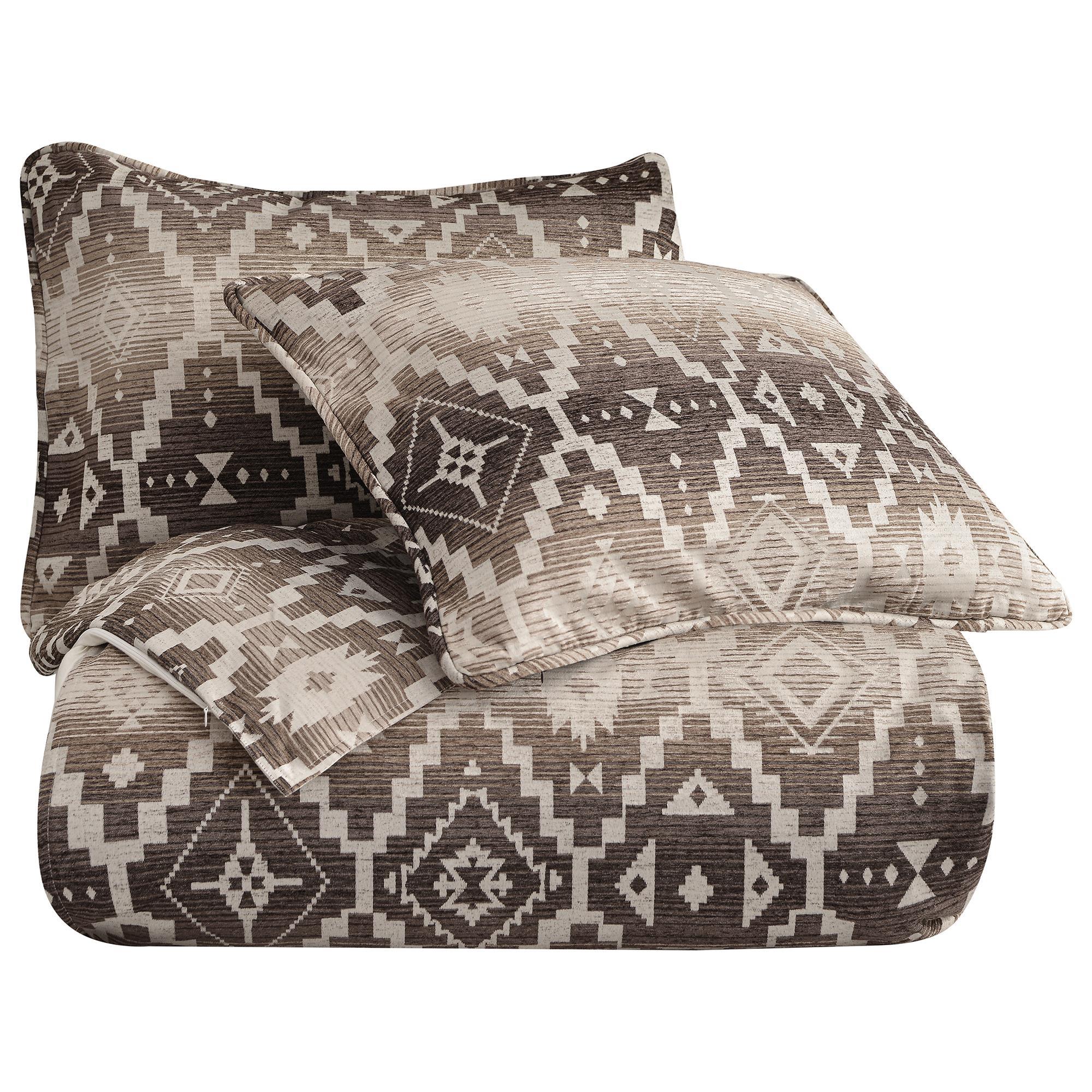 HiEnd Accents Chalet Aztec 3Piece Super Queen Comforter Set in White