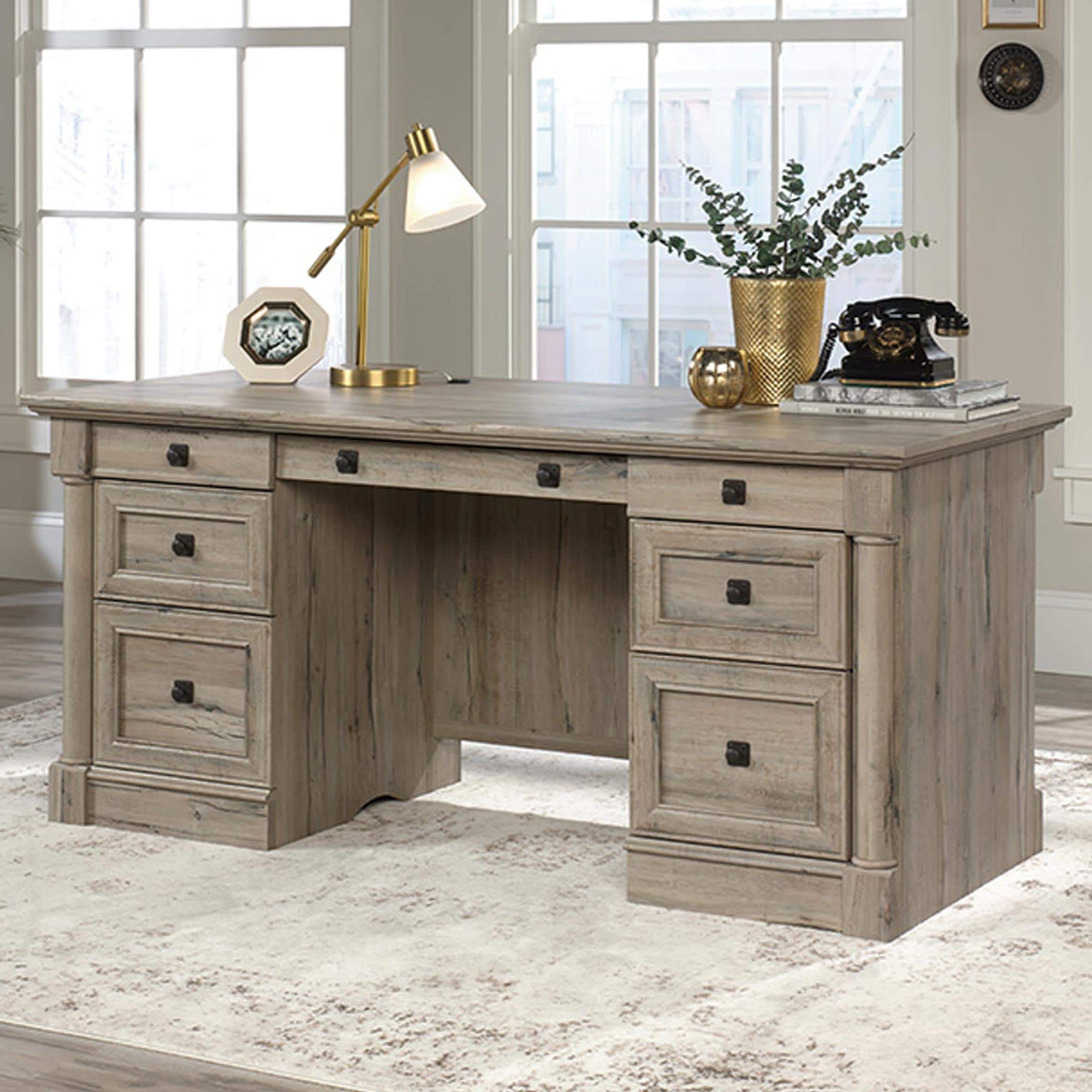 Sauder Palladia Executive Desk in Split Oak