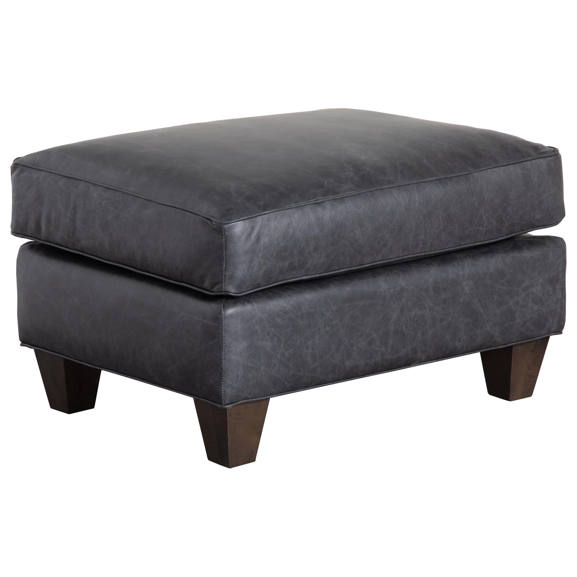 Hickorycraft Furniture Leather Ottoman in Dark Gray