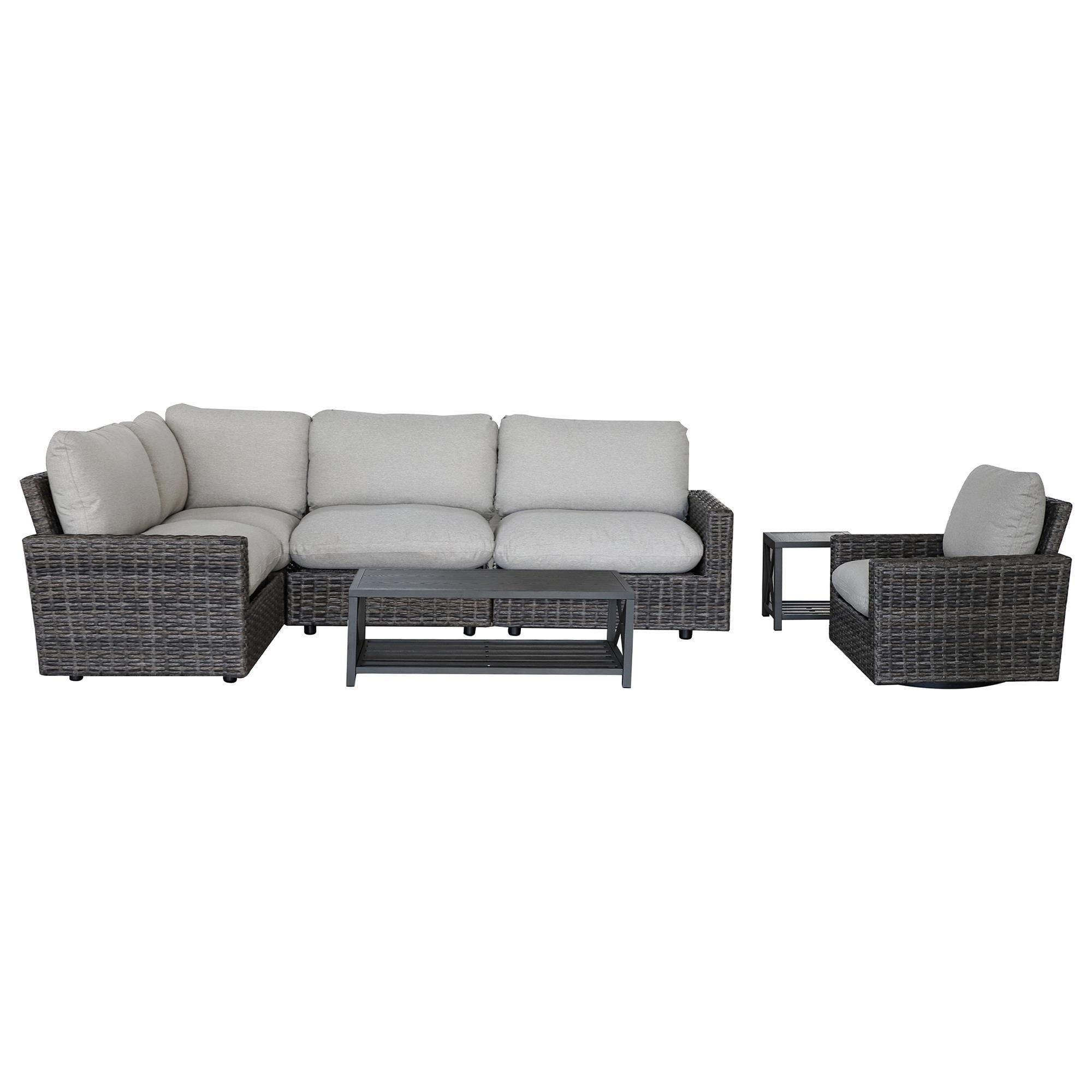 み*り様 Chaos シルクコン グレー　6点セット Summit Home Thomas 7-Piece Patio Conversation Set in Gray