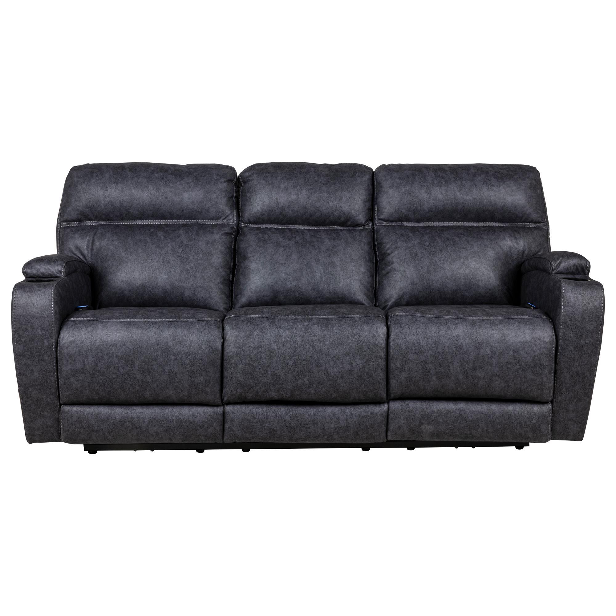 HomeStretch Jaguar Triple Power Reclining Sofa in Graphite NFM