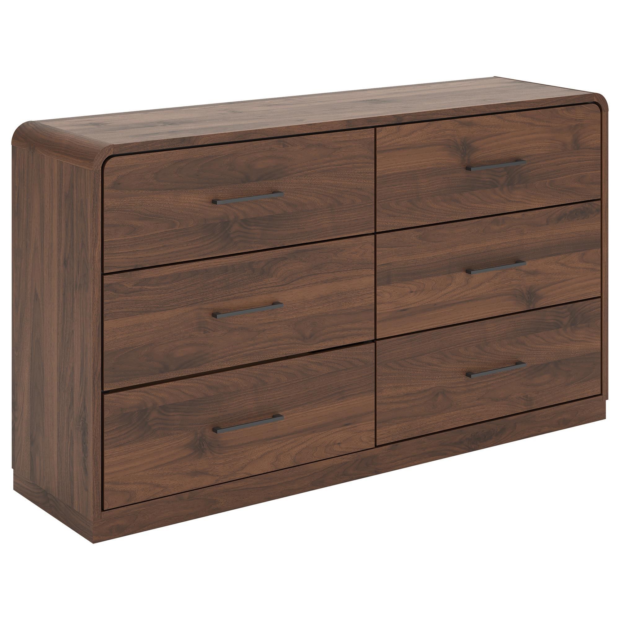 beckford walnut brown finish 6 drawer wood dresser Fortlorn - Irene Mini Dress Six drawers offer superb su25-dresses-skirts Color:Brown Style 2