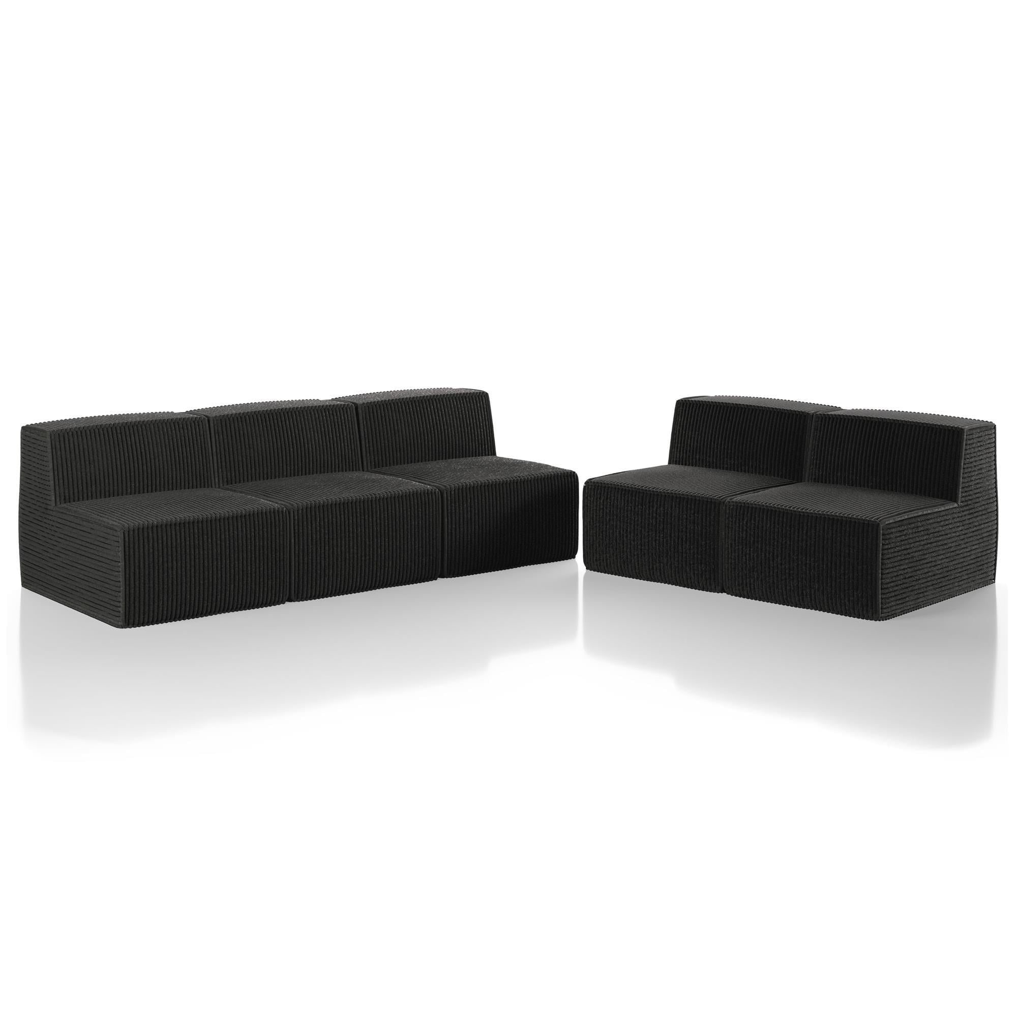 Furniture of America Facil 5-Piece Modular Armless Sofa Set in
