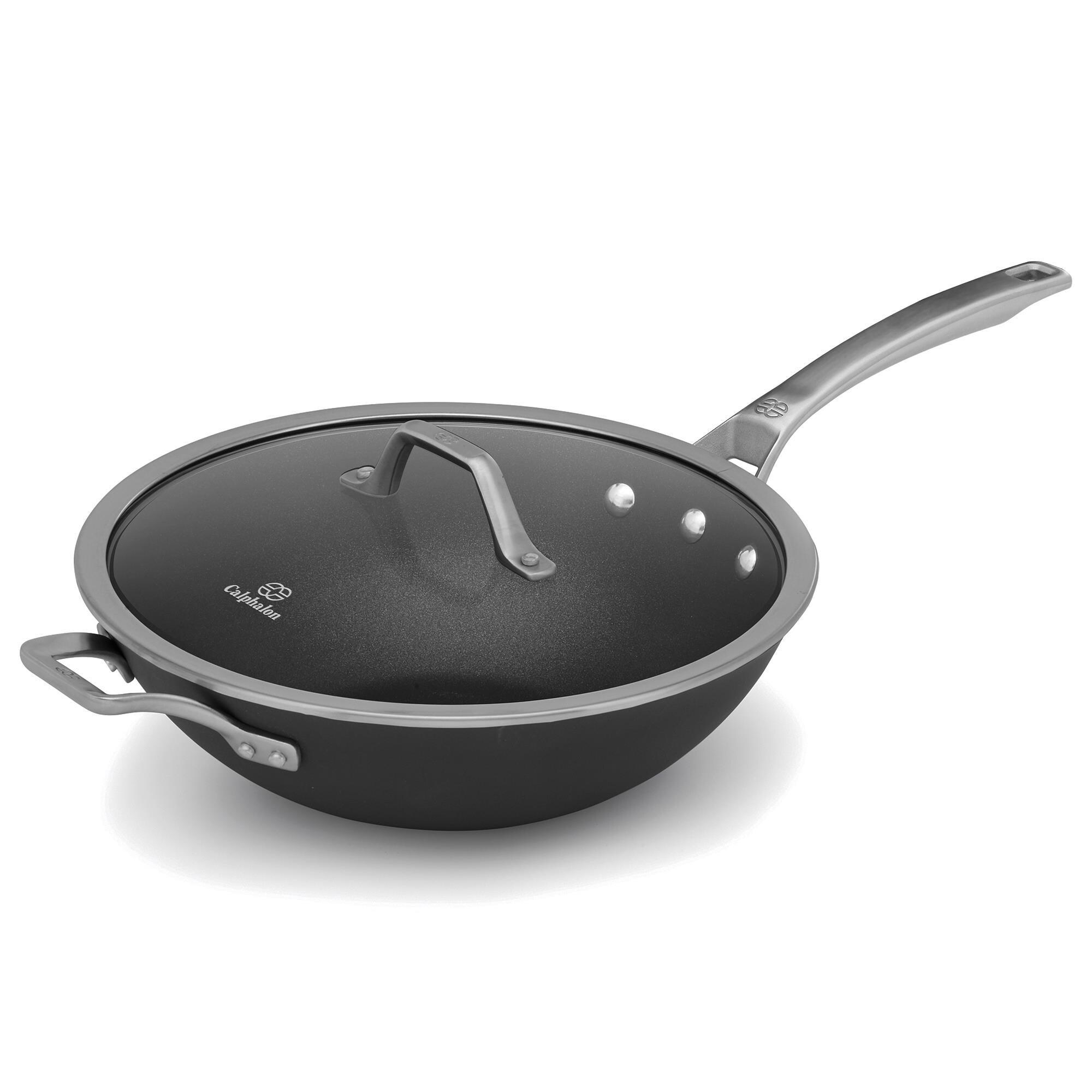 Calphalon Signature Nonstick 12" Flat Bottom Wok w/ Cover Shop NFM