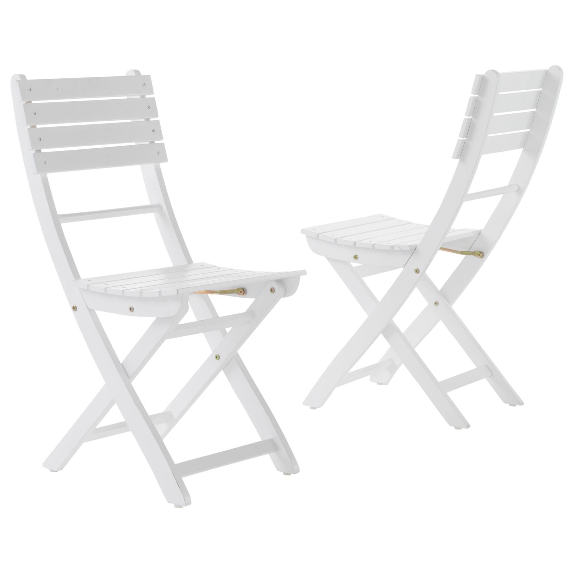 Noble House Positano Patio Folding Dining Chair in White (Set of 2) NFM